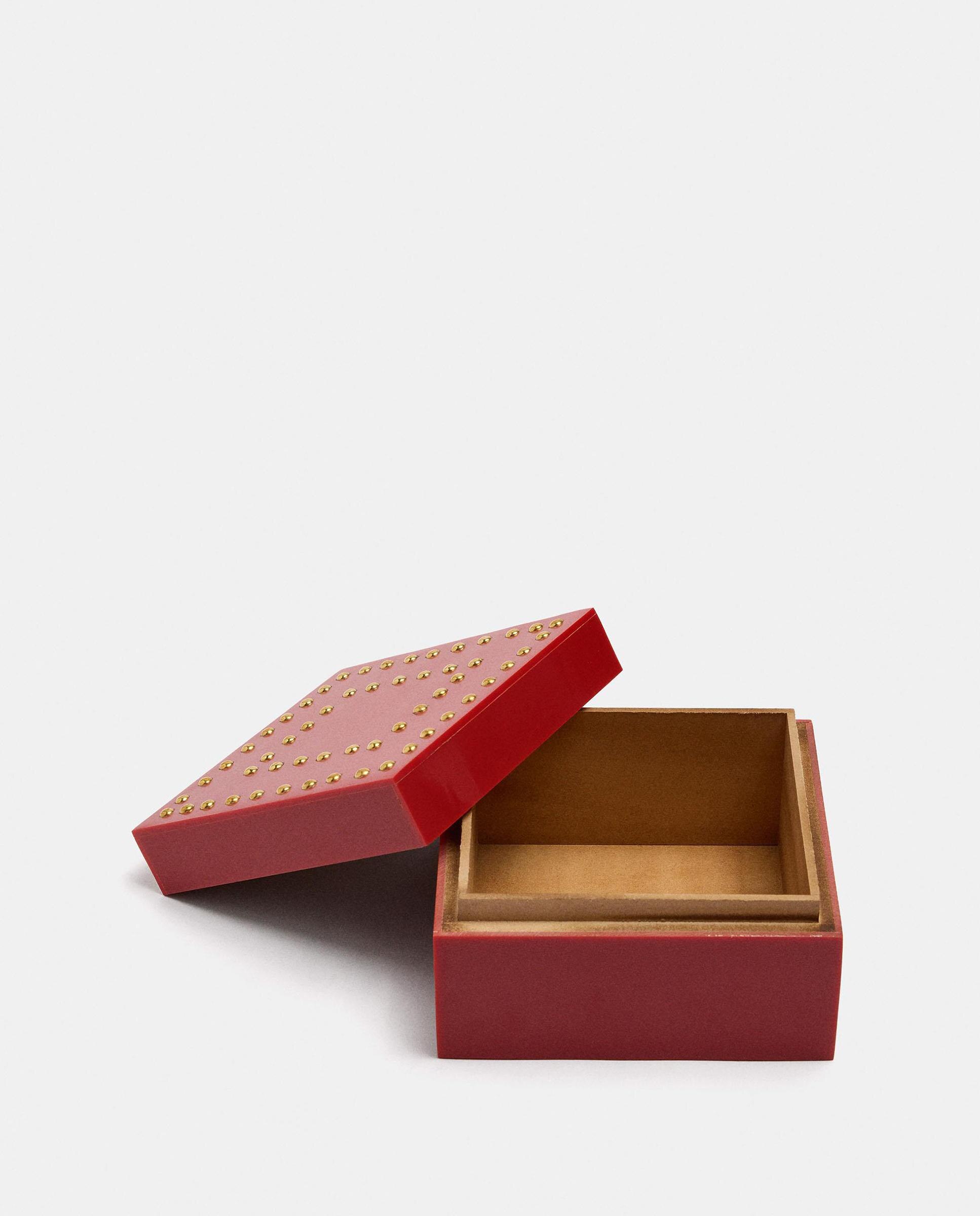 Joyero de viaje cuadrado con tachuelas decorativas - Parfois - Rojo Rojo-4
