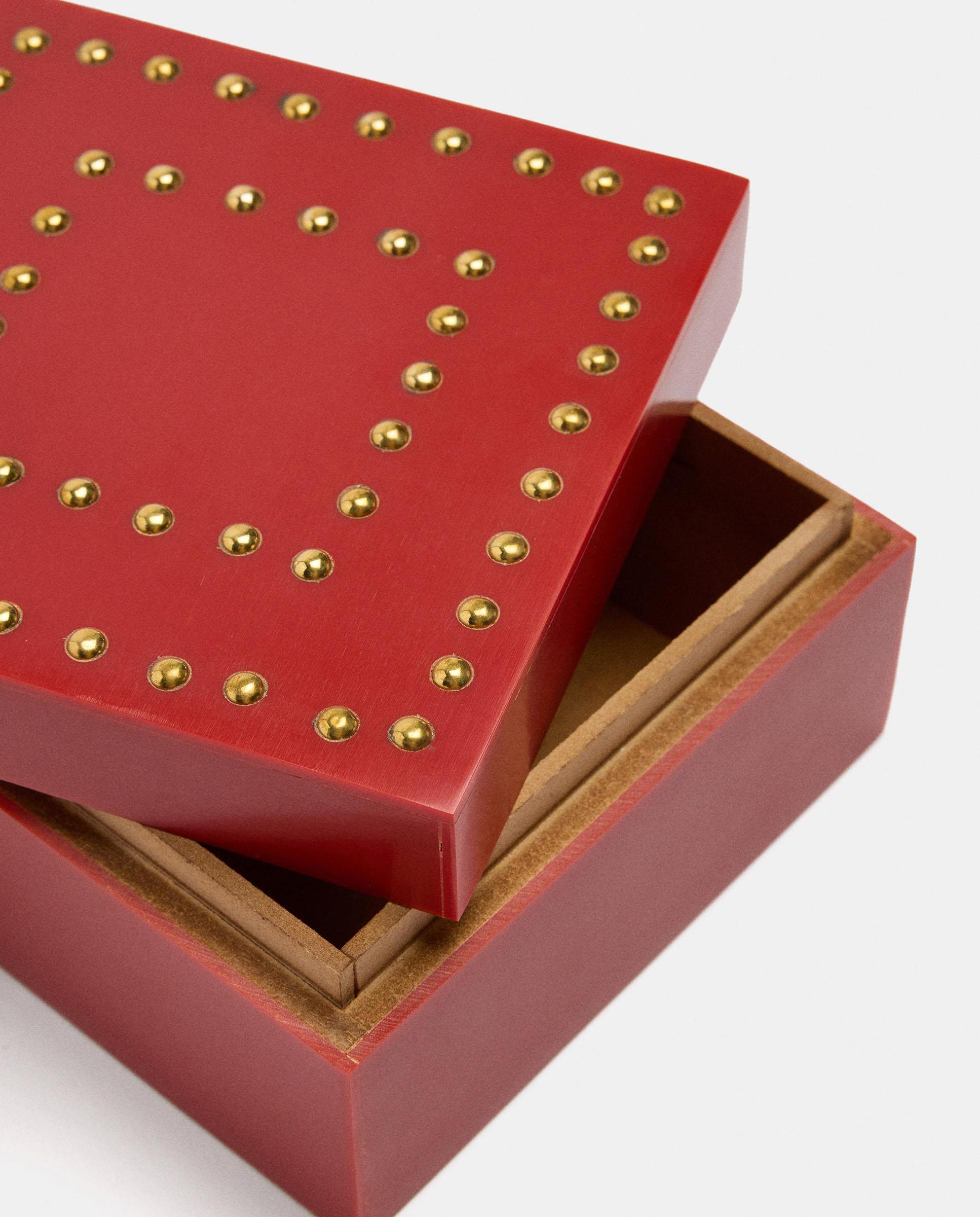 Joyero de viaje cuadrado con tachuelas decorativas - Parfois - Rojo Rojo-5