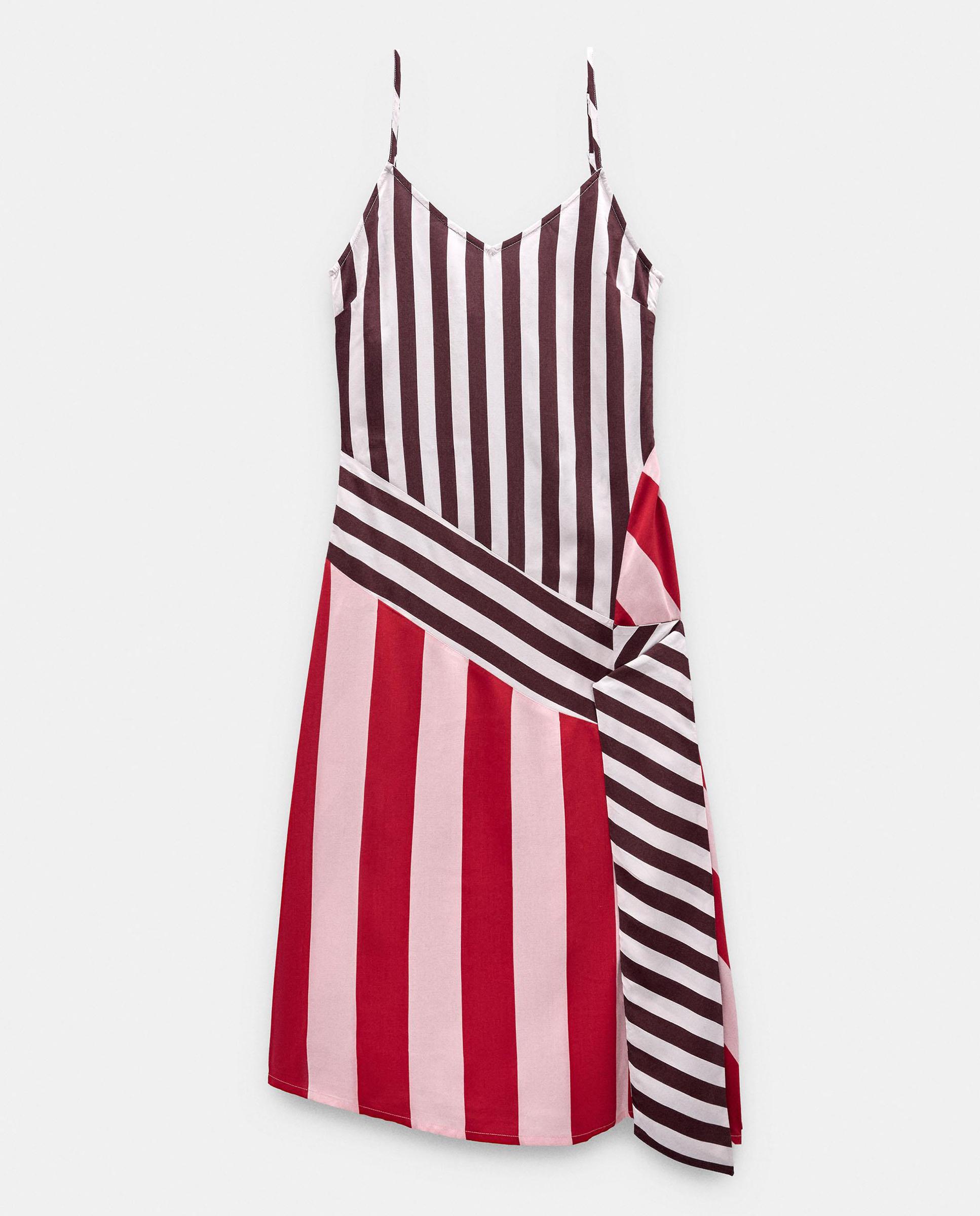 Vestido midi 100% viscosa de tirantes con estampado de rayas - Parfois - Multicolor Multicolor-6
