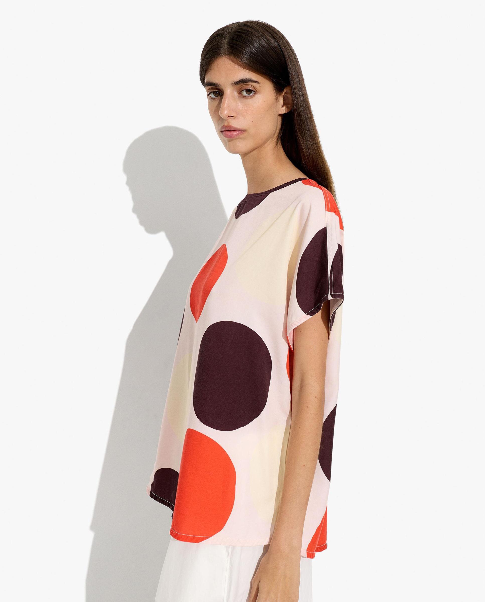 Camiseta de mujer 100% liocel de manga corta con estampado de lunares - Parfois - Multicolor Multicolor-3