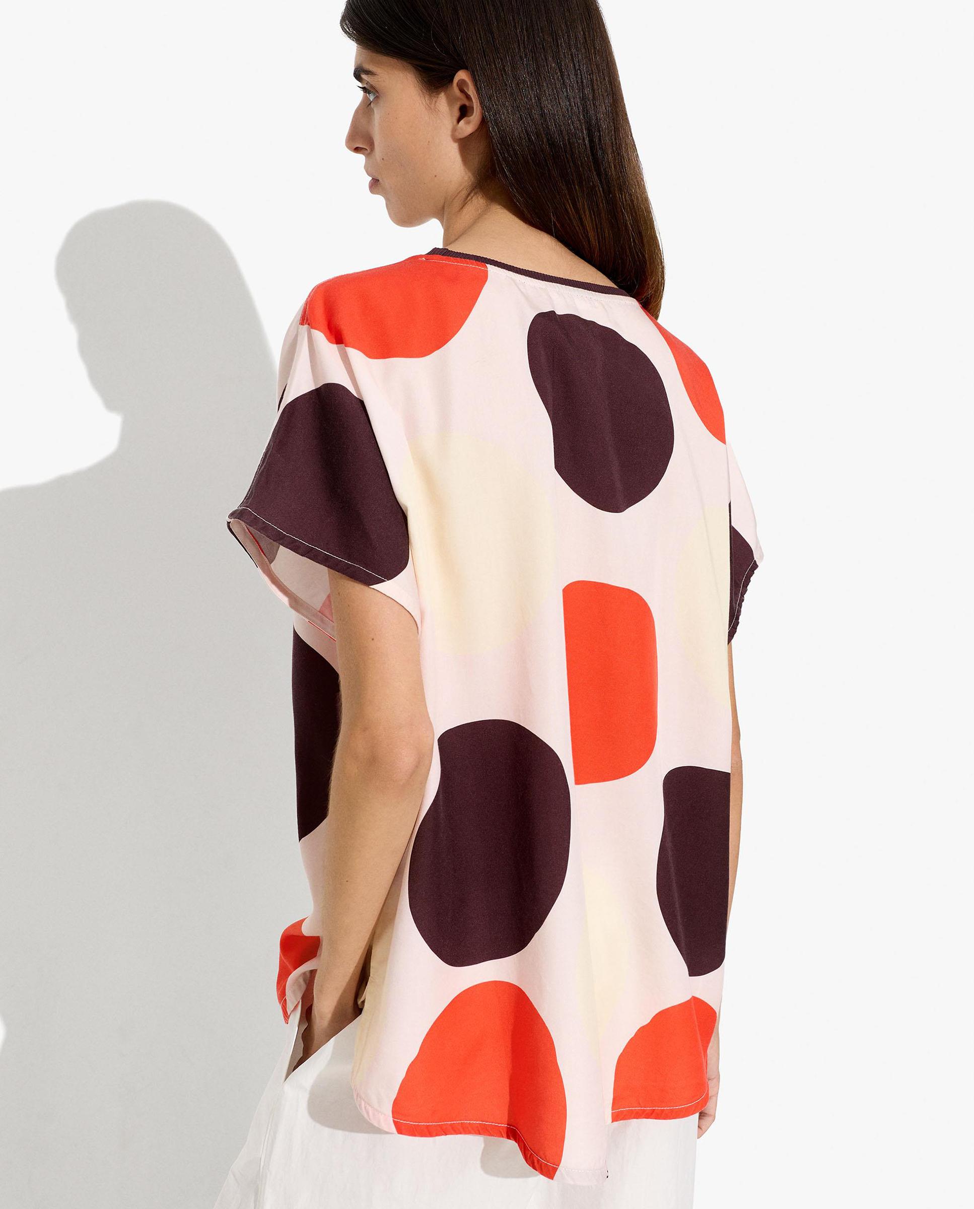 Camiseta de mujer 100% liocel de manga corta con estampado de lunares - Parfois - Multicolor Multicolor-4