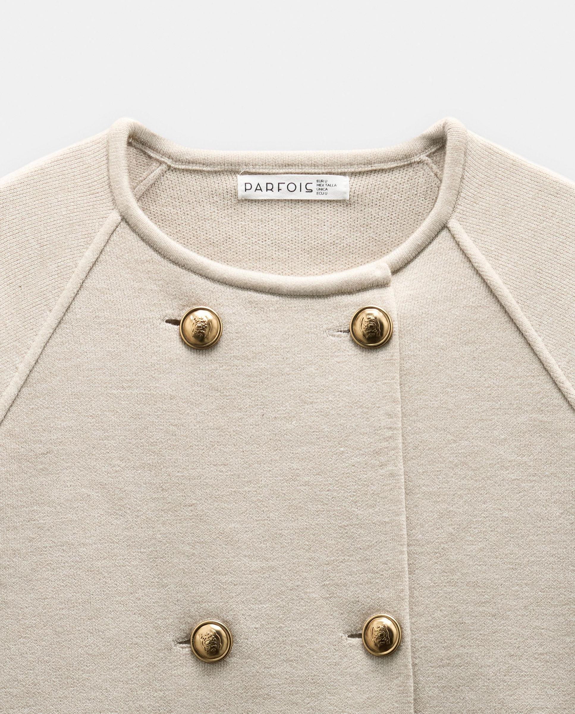 Poncho de mujer de punto estilo chaqueta con botones - Parfois - Beige Beige-5