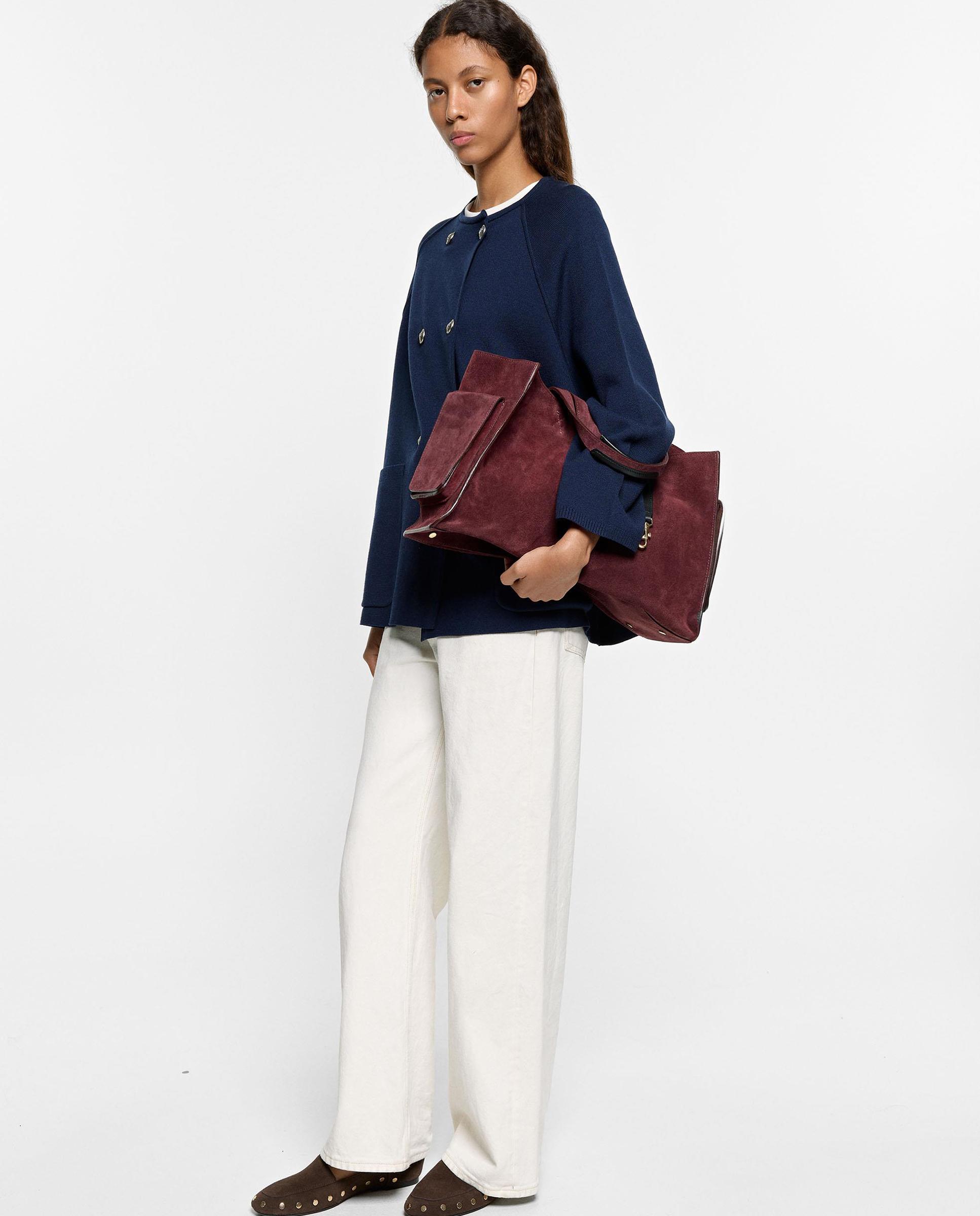 Poncho de mujer de punto estilo chaqueta con botones - Parfois - Azul marino Azul marino-1