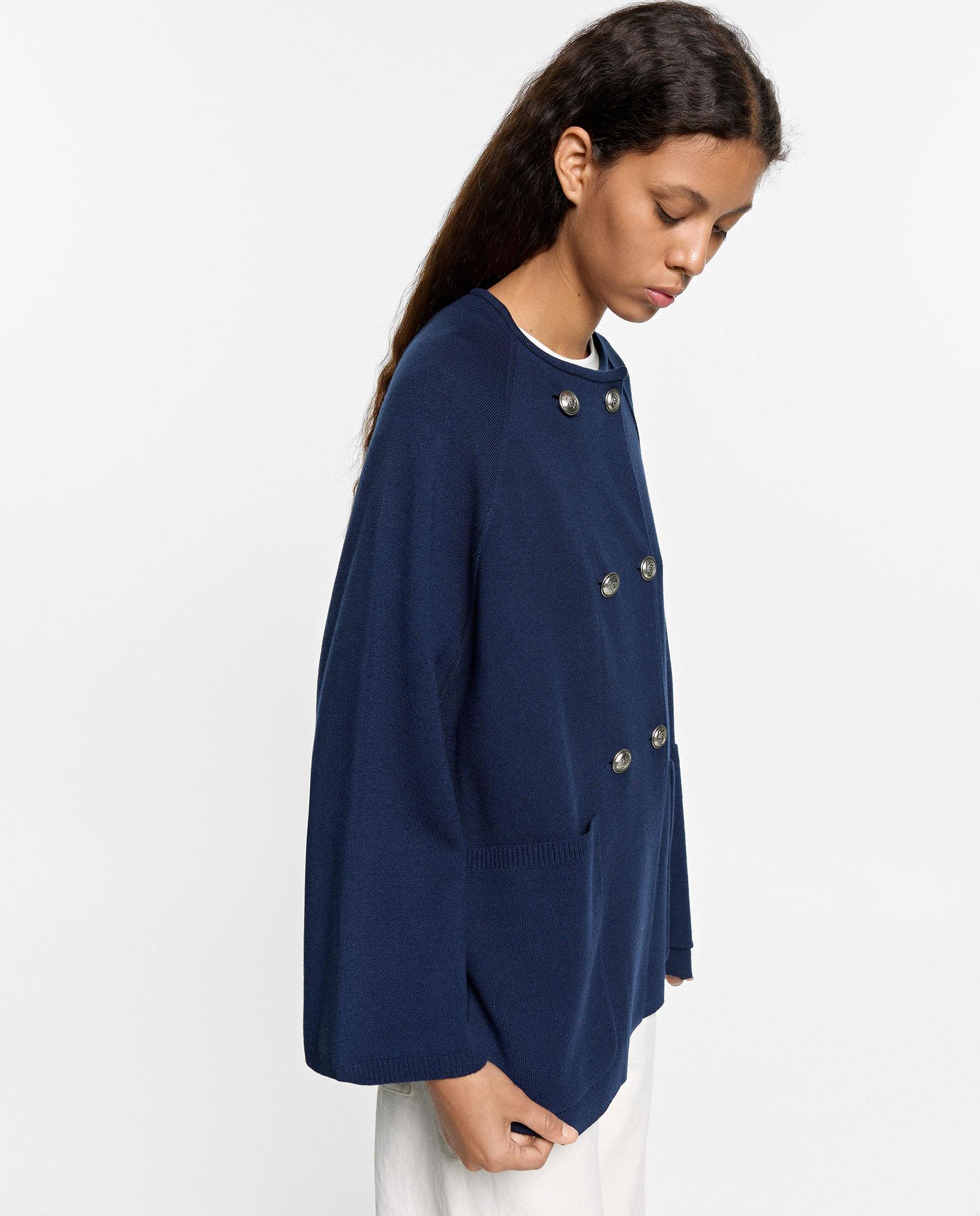 Poncho de mujer de punto estilo chaqueta con botones - Parfois - Azul marino Azul marino-3