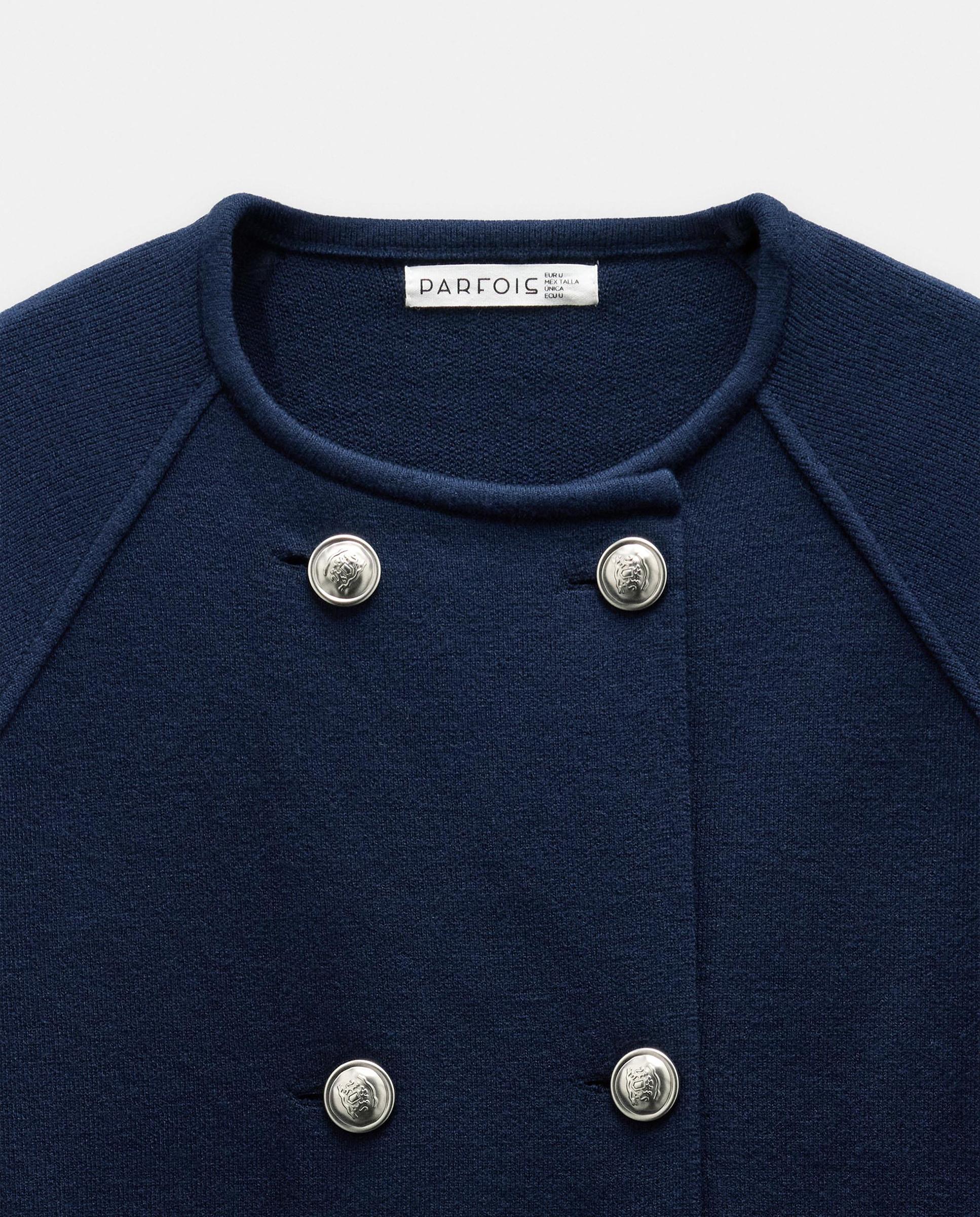 Poncho de mujer de punto estilo chaqueta con botones - Parfois - Azul marino Azul marino-5