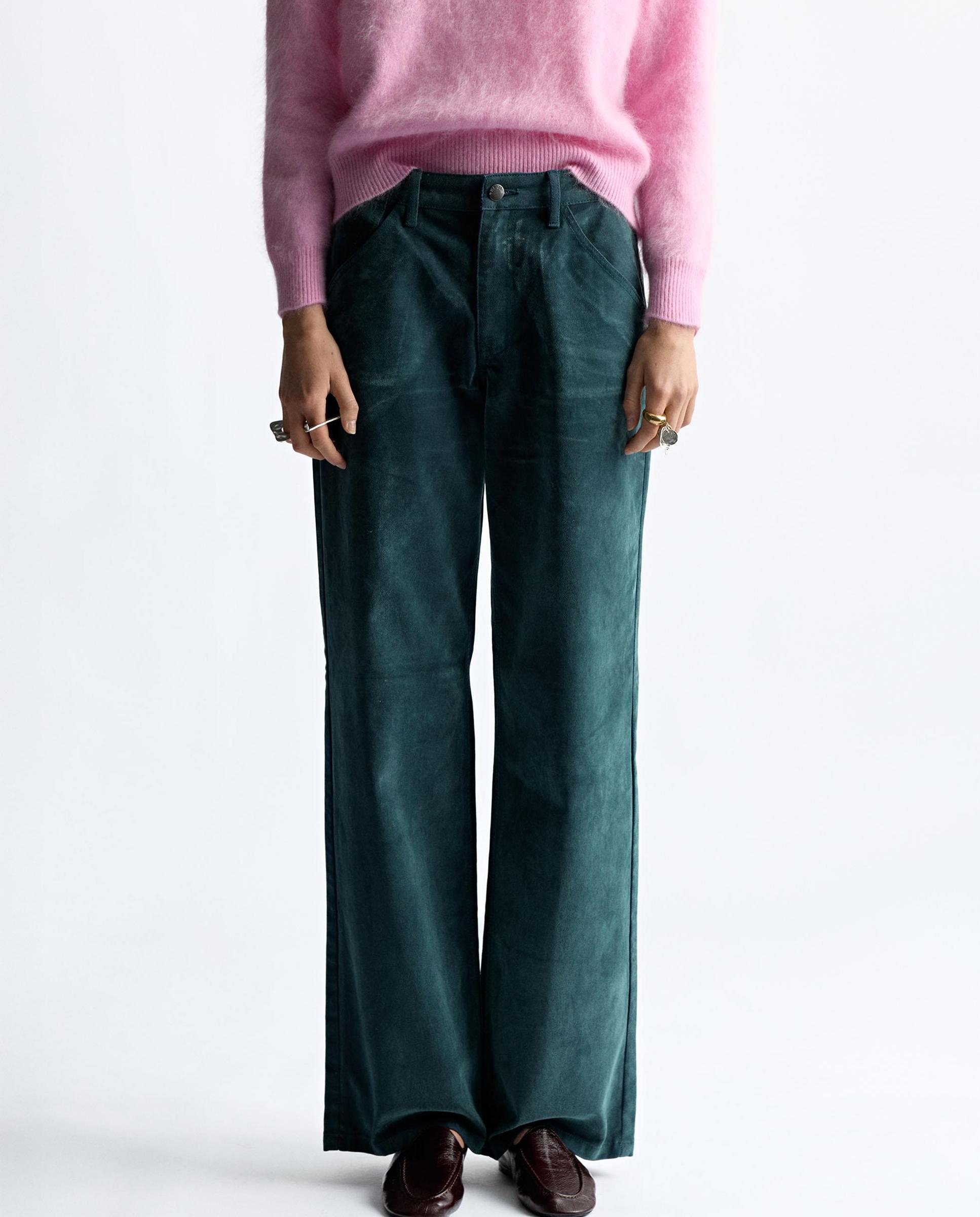 Vaqueros rectos de mujer 100% algodón en liso - Parfois - Verde Verde-5