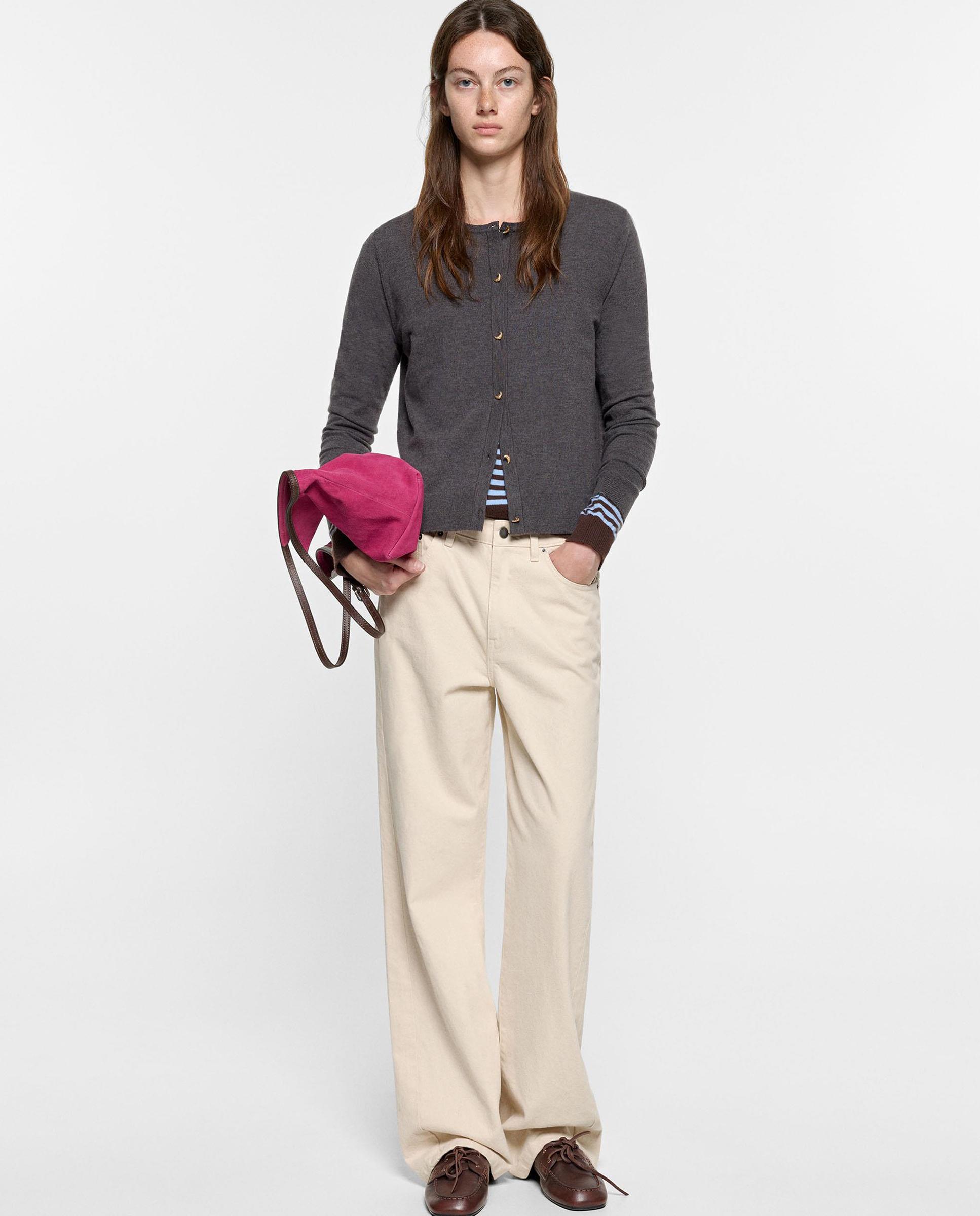 Cárdigan de mujer de punto con botones - Parfois - Gris Gris-2
