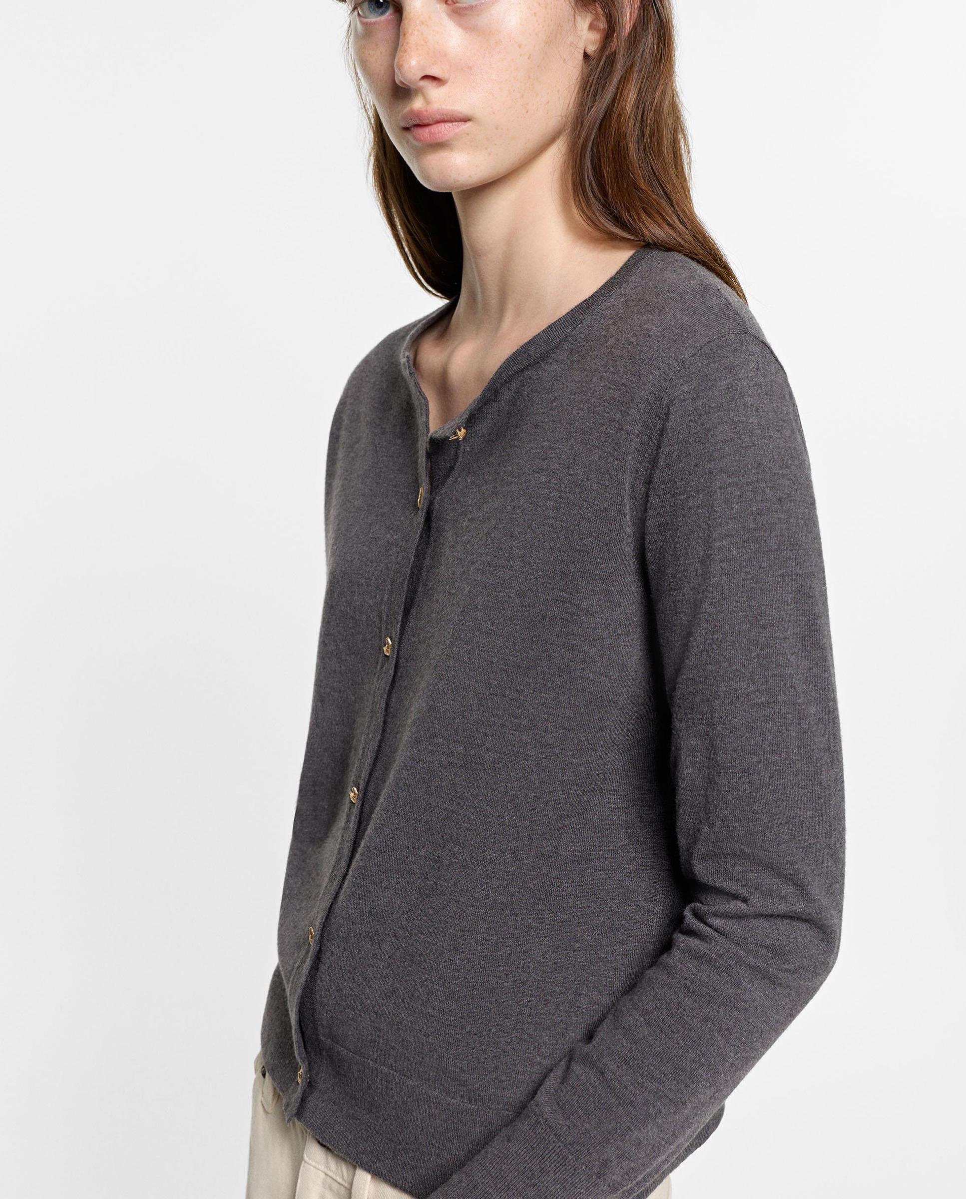 Cárdigan de mujer de punto con botones - Parfois - Gris Gris-3