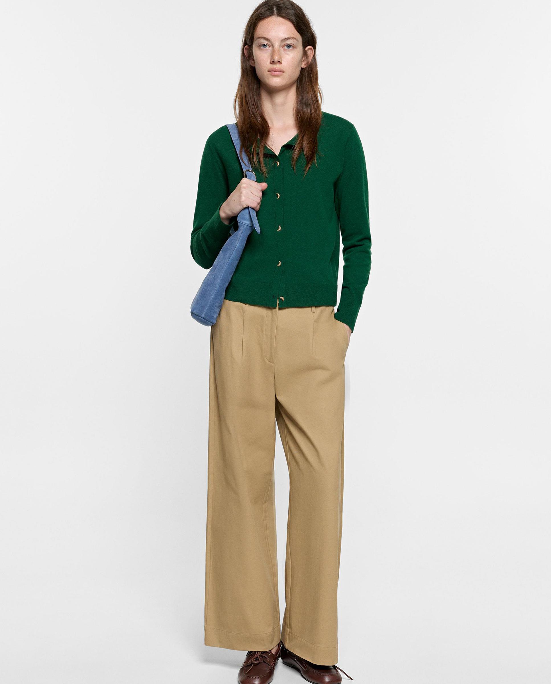 Cárdigan de mujer de punto con botones - Parfois - Verde Verde-2