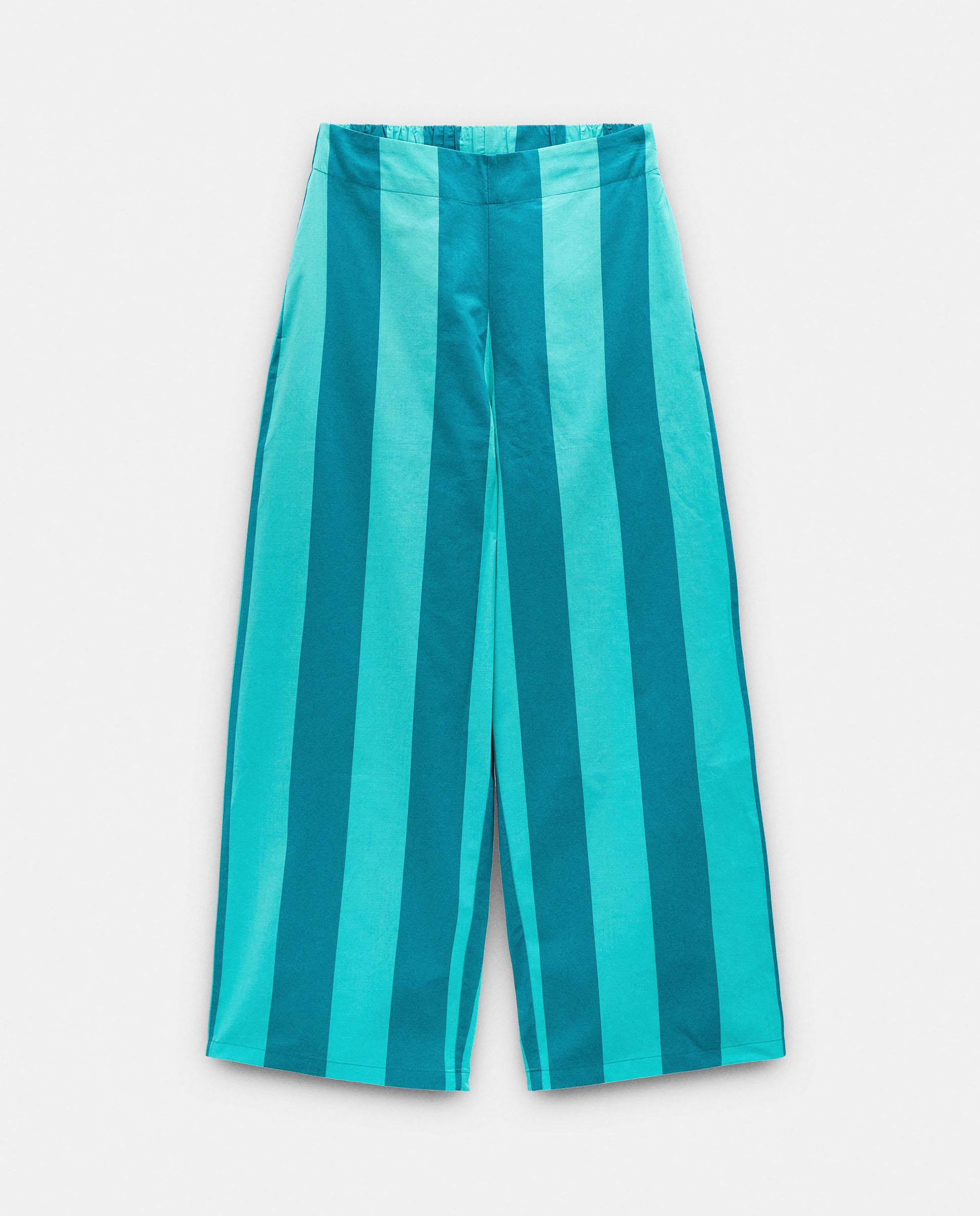Pantalones anchos de mujer 100% algodón con estampado de rayas - Parfois - Multicolor Multicolor-6