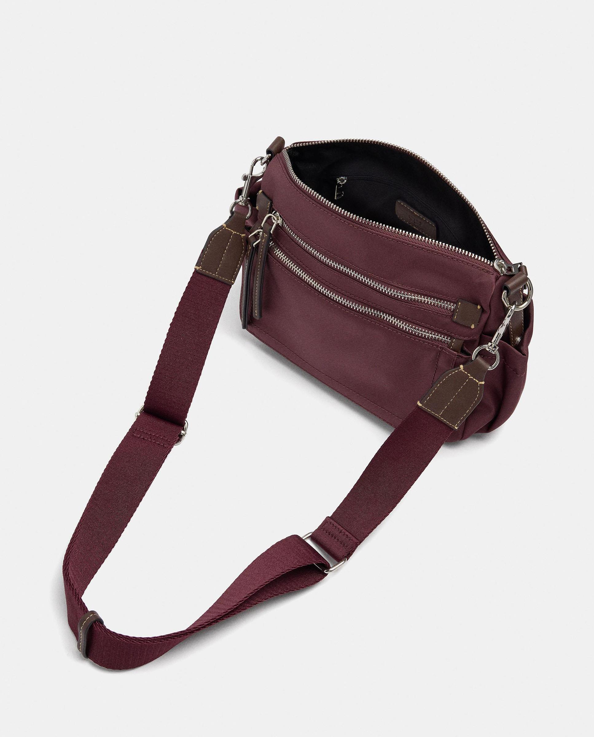 Bandolera de mujer con varios compartimentos y cierre de cremallera en liso - Parfois - Burdeos Burdeos-4