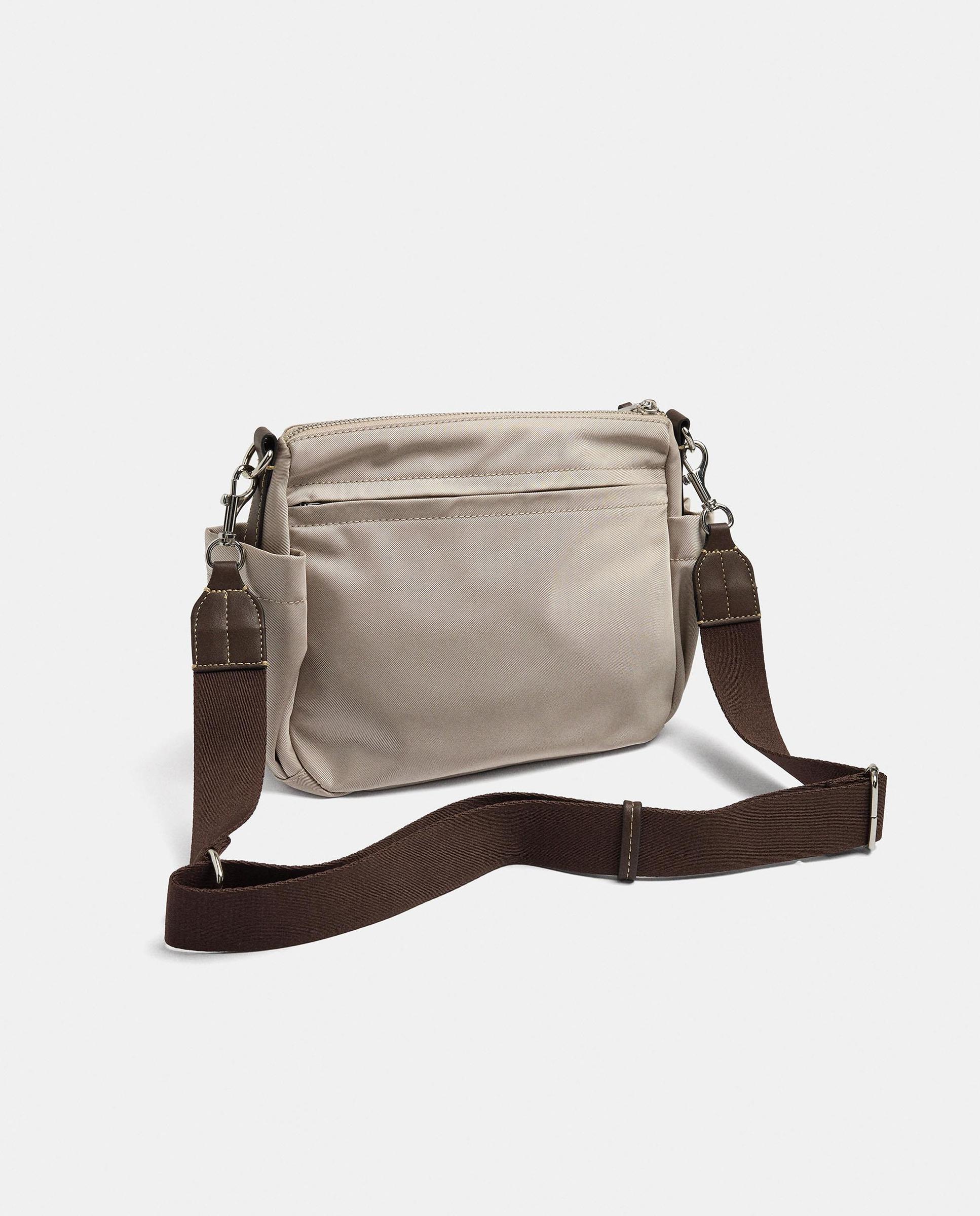 Bandolera de mujer con varios compartimentos y cierre de cremallera en liso - Parfois - Natural Natural-2