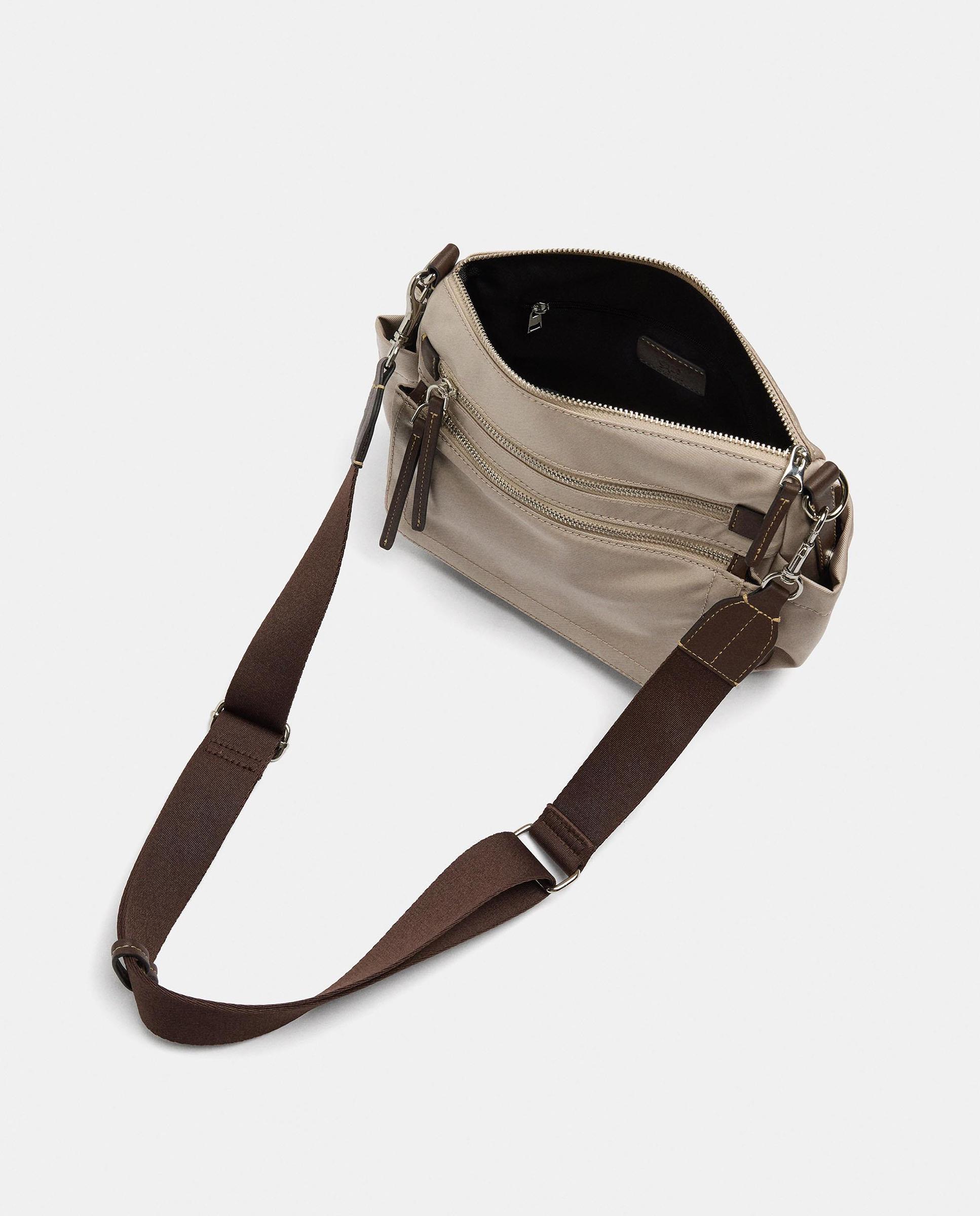 Bandolera de mujer con varios compartimentos y cierre de cremallera en liso - Parfois - Natural Natural-4