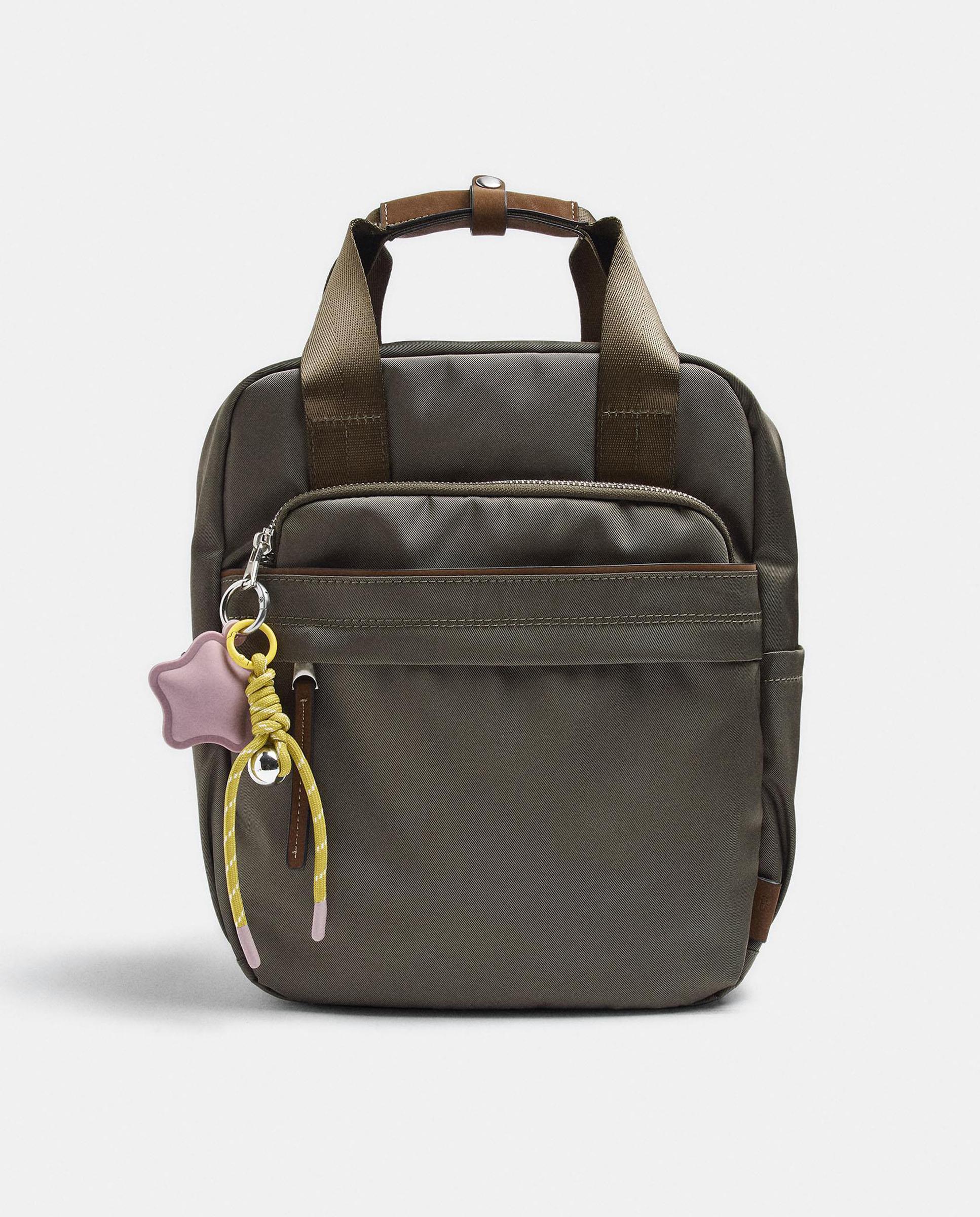 Mochila de mujer con varios compartimentos y cierre de cremallera en liso - Parfois - Kaki Kaki-1