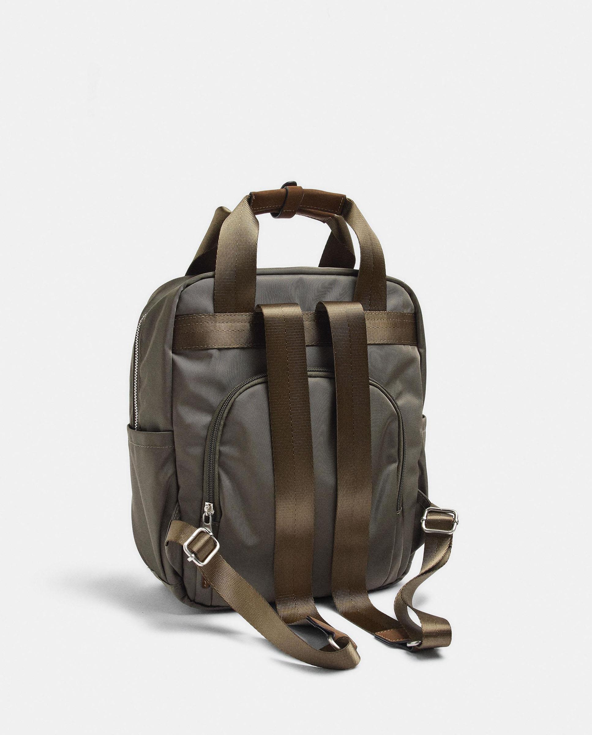 Mochila de mujer con varios compartimentos y cierre de cremallera en liso - Parfois - Kaki Kaki-2