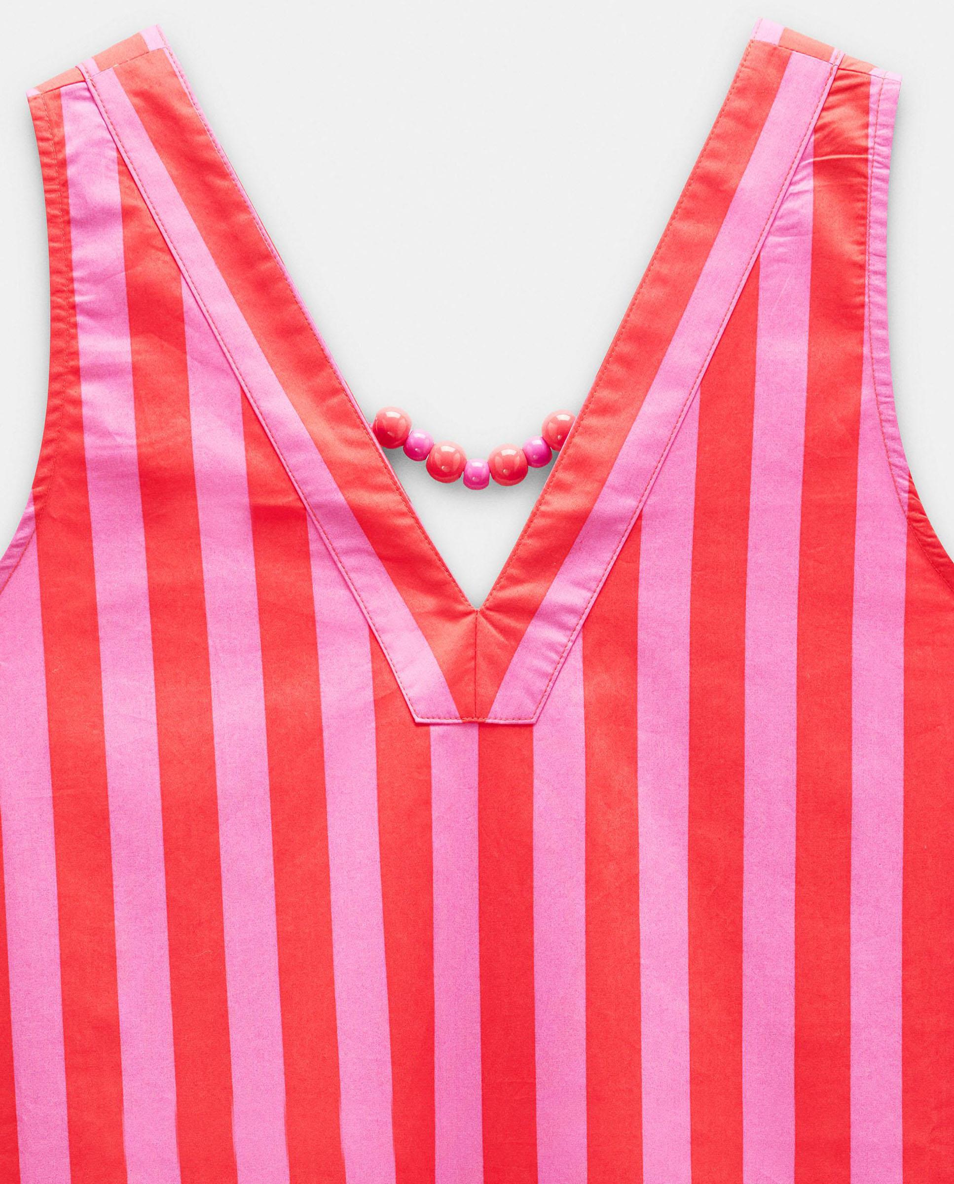 Vestido midi 100% algodón con estampado de rayas - Parfois - Rosa Rosa-5