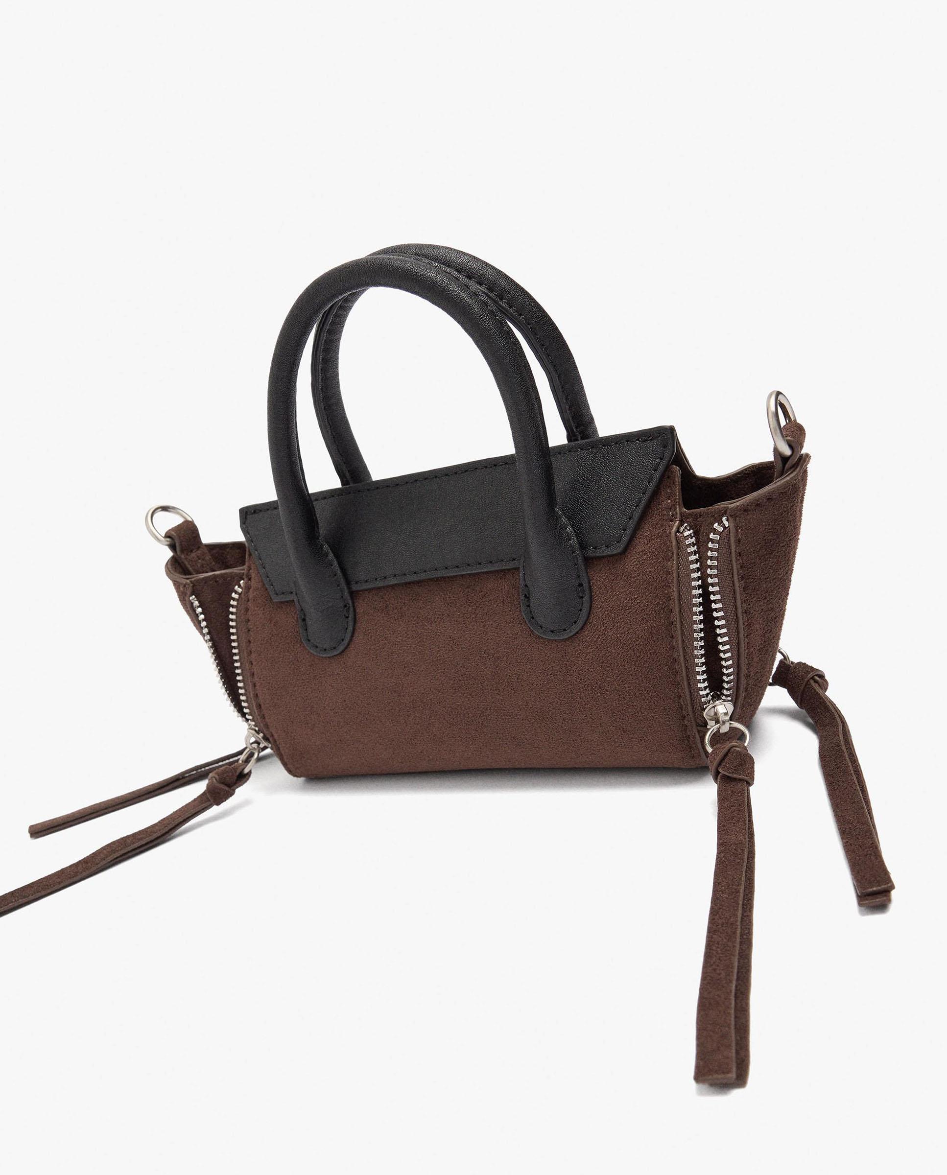 Bolso de mano multiposición mini convertible a bandolera con cierre de cremallera - Parfois - Marrón oscuro Marrón oscuro-3
