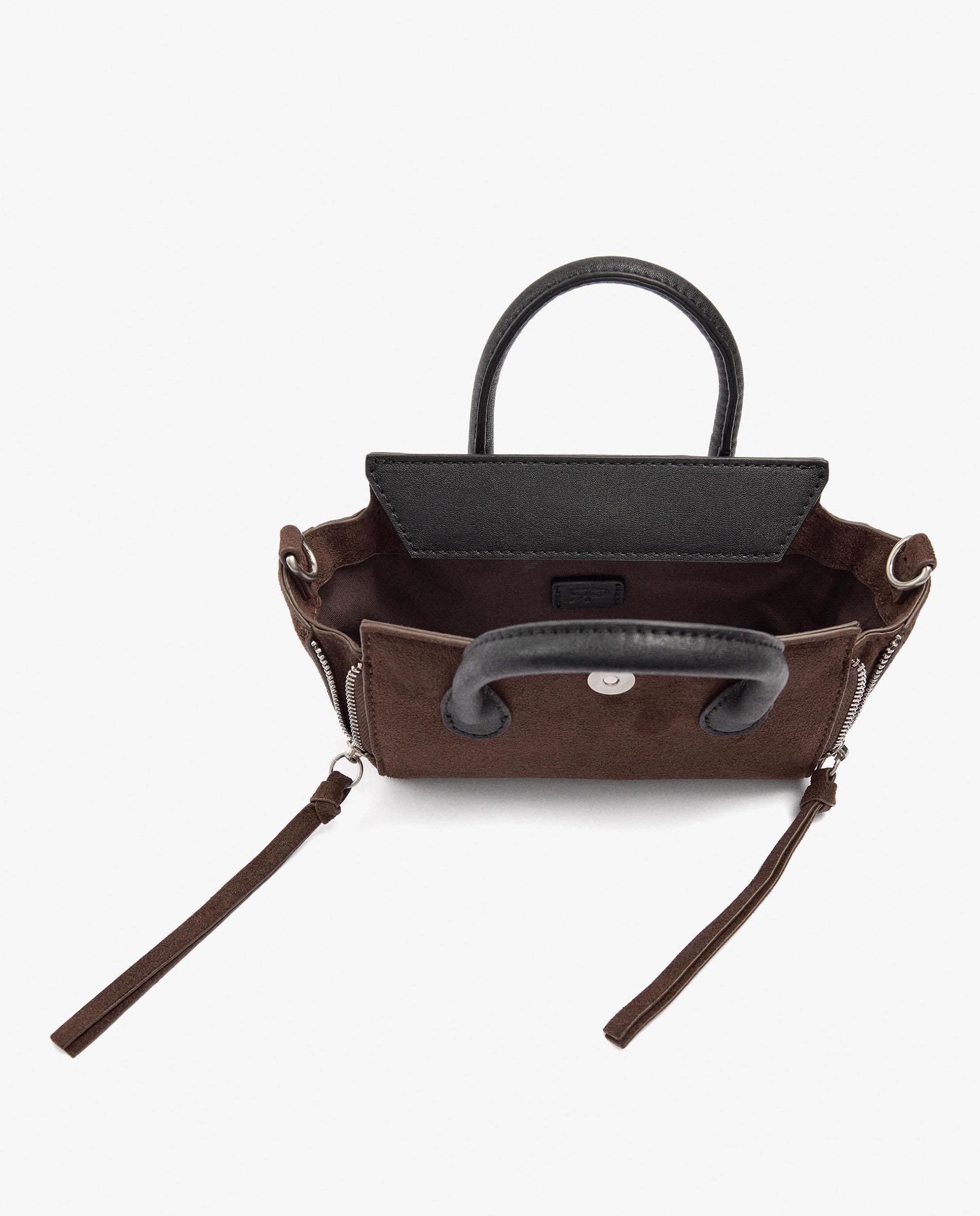 Bolso de mano multiposición mini convertible a bandolera con cierre de cremallera - Parfois - Marrón oscuro Marrón oscuro-4