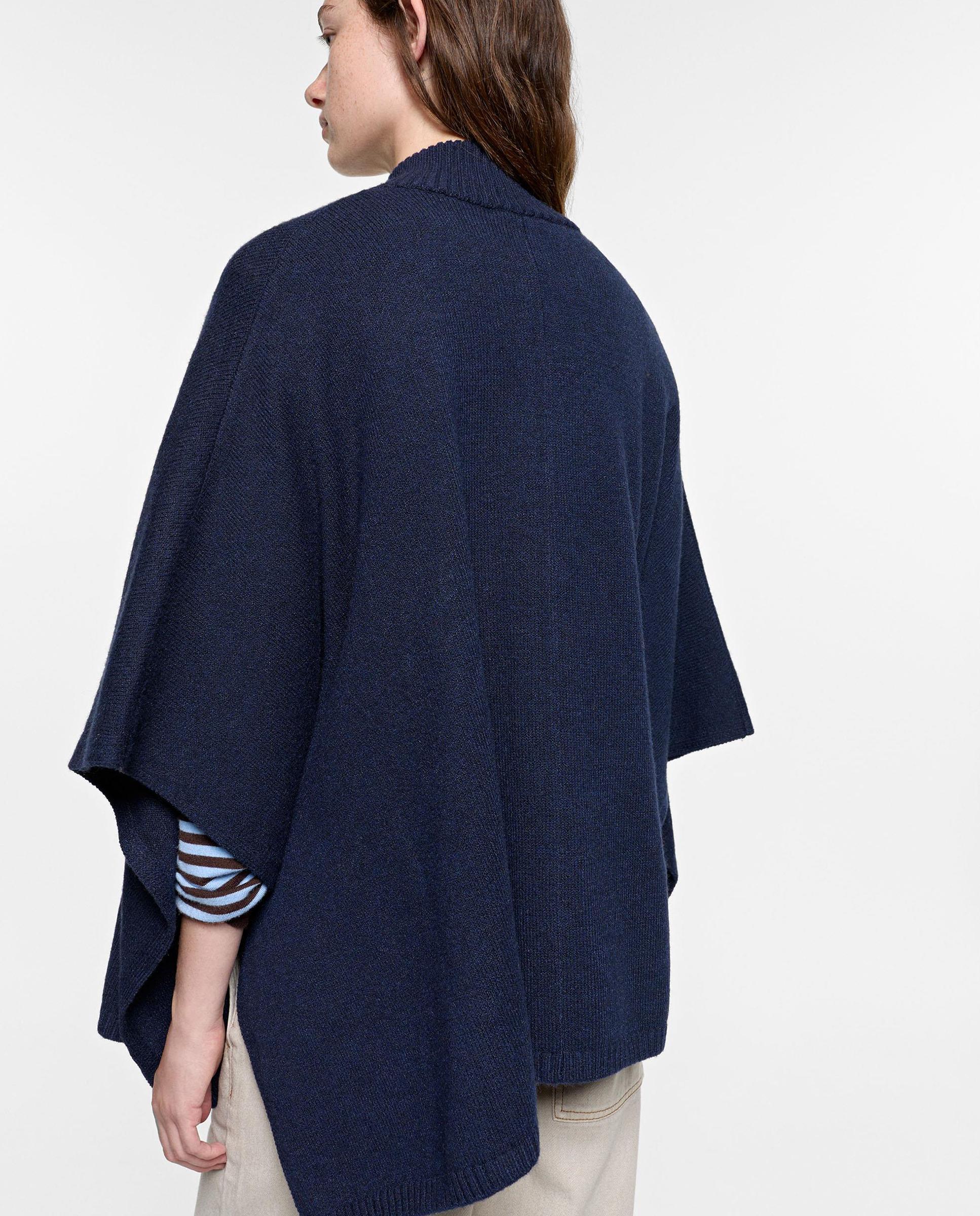 Capa de mujer estilo poncho con botones en liso - Parfois - Azul marino Azul marino-4