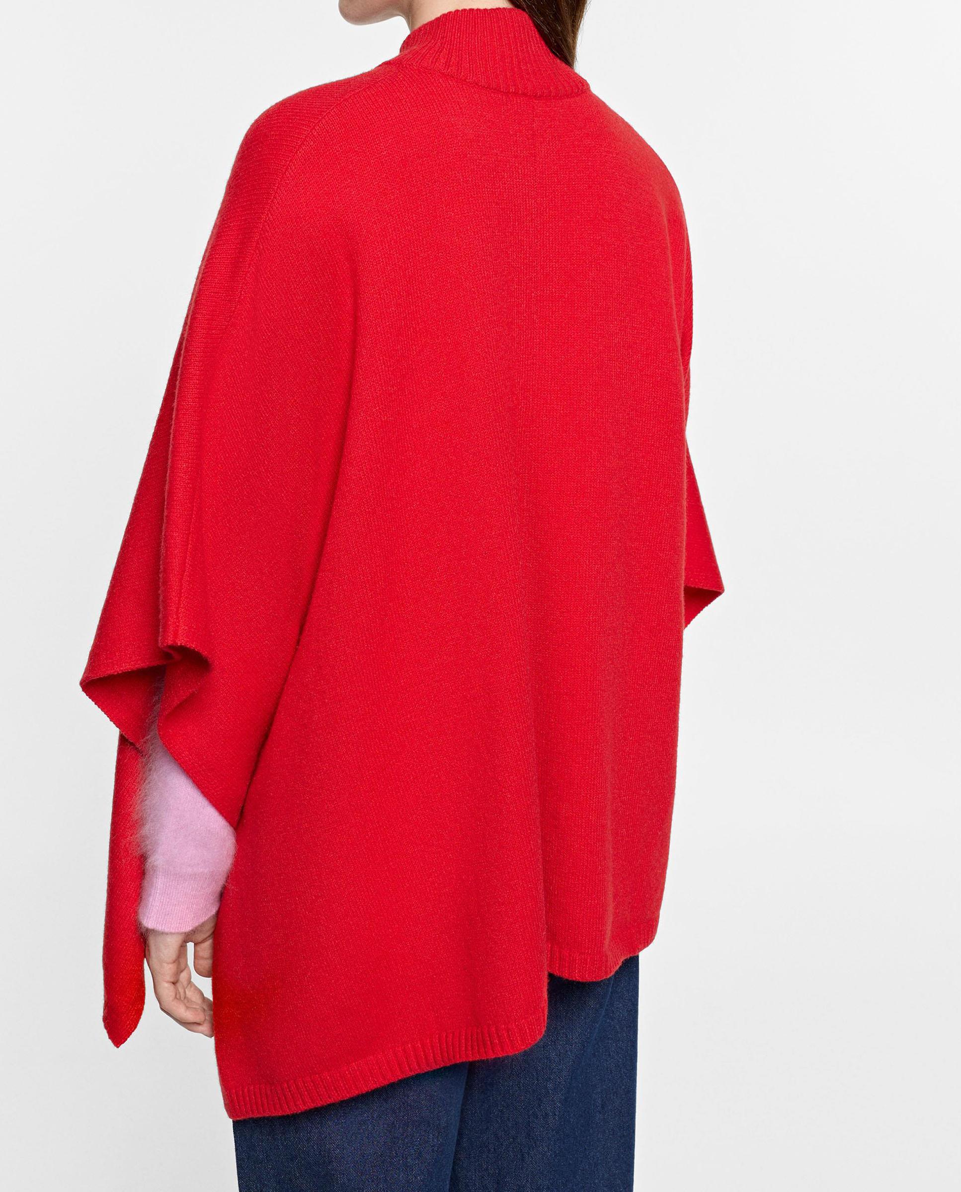 Capa de mujer estilo poncho con botones en liso - Parfois - Rojo Rojo-4