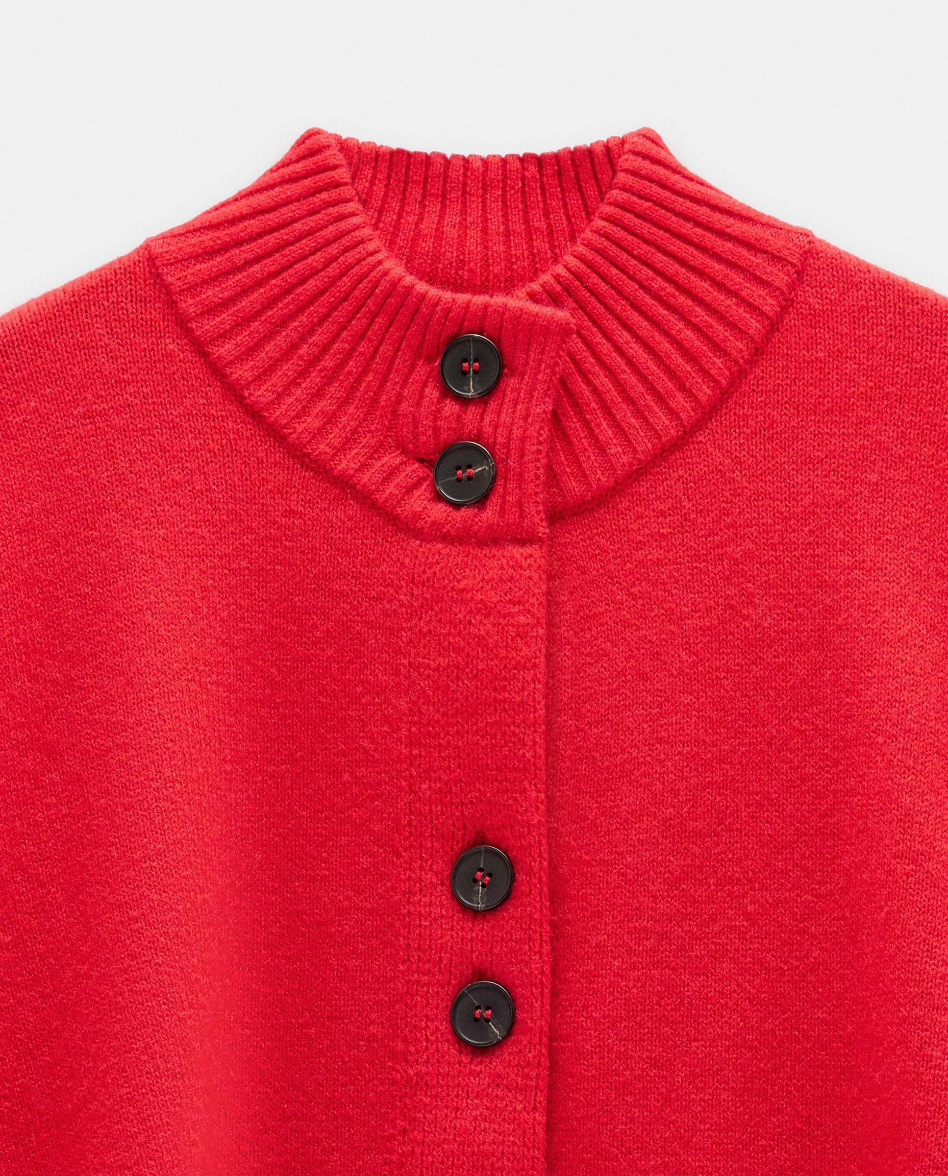 Capa de mujer estilo poncho con botones en liso - Parfois - Rojo Rojo-6