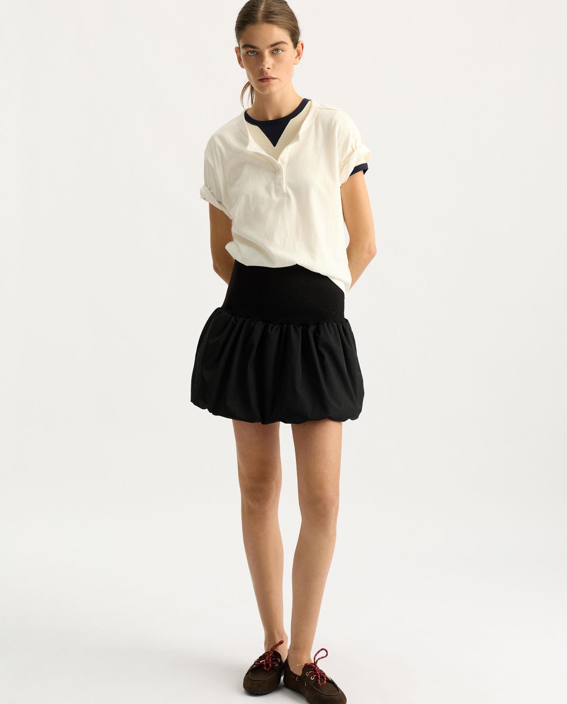 Falda corta abombachada en liso - Parfois - Negro Negro-2