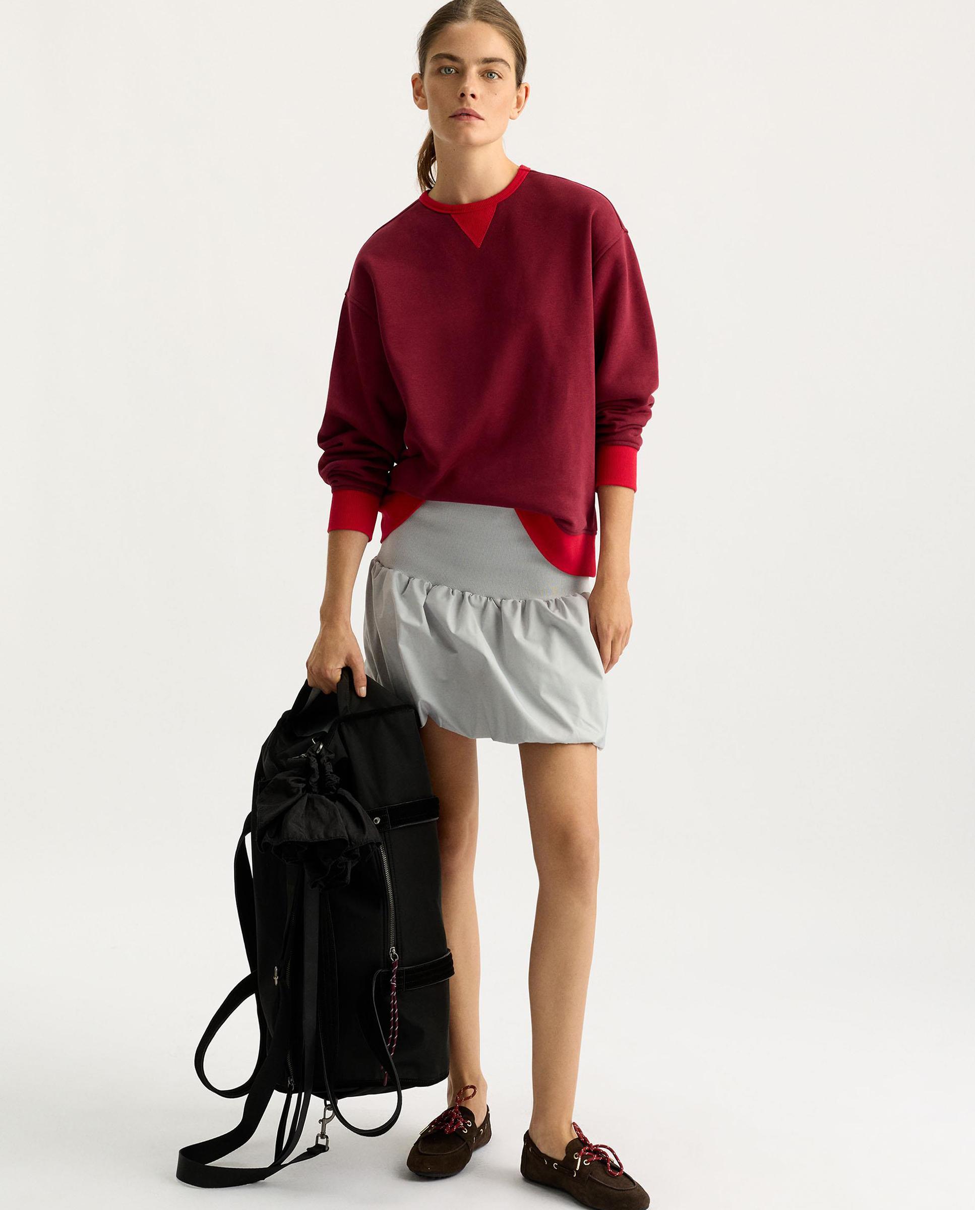 Falda corta abombachada en liso - Parfois - Gris Gris-1