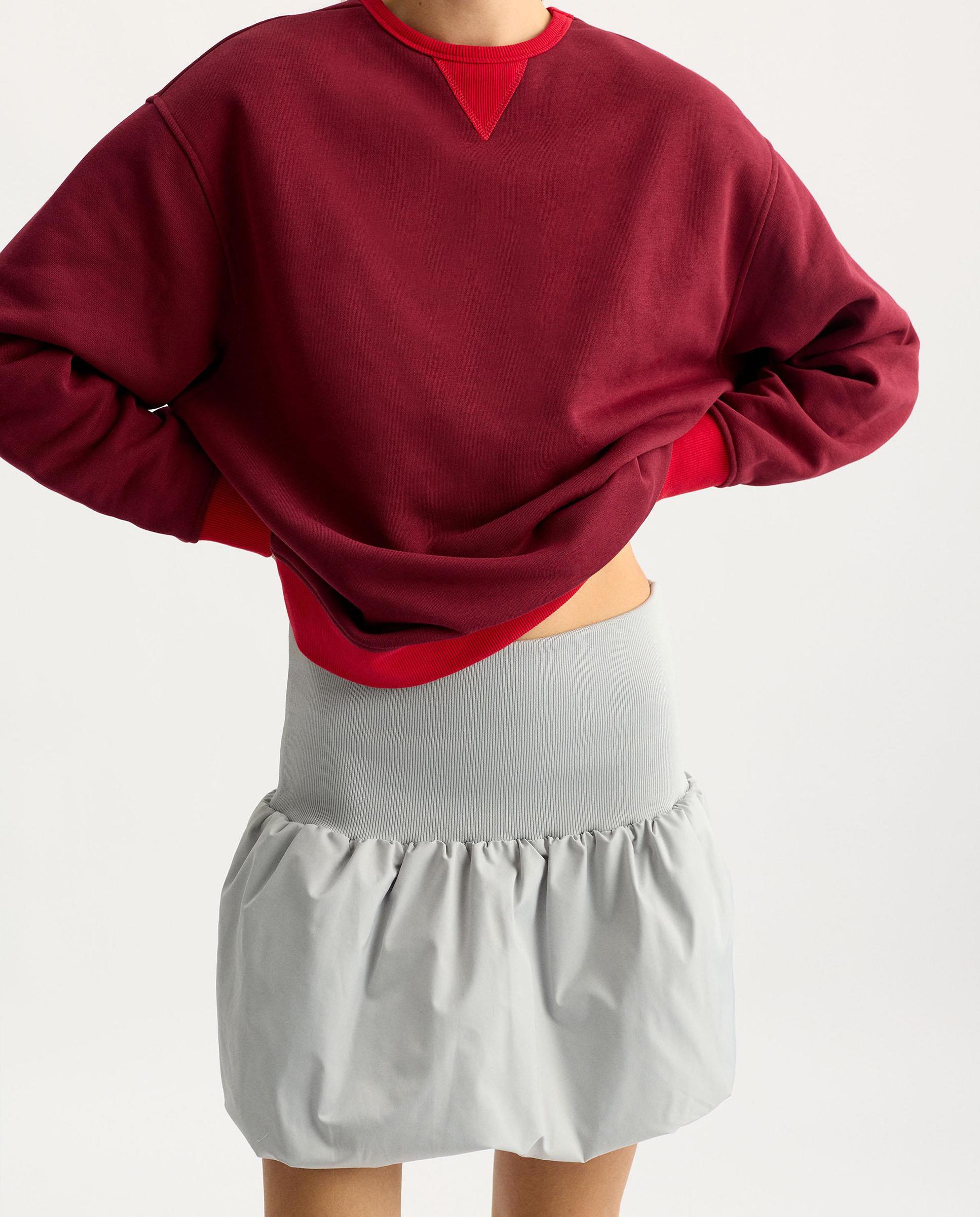 Falda corta abombachada en liso - Parfois - Gris Gris-2