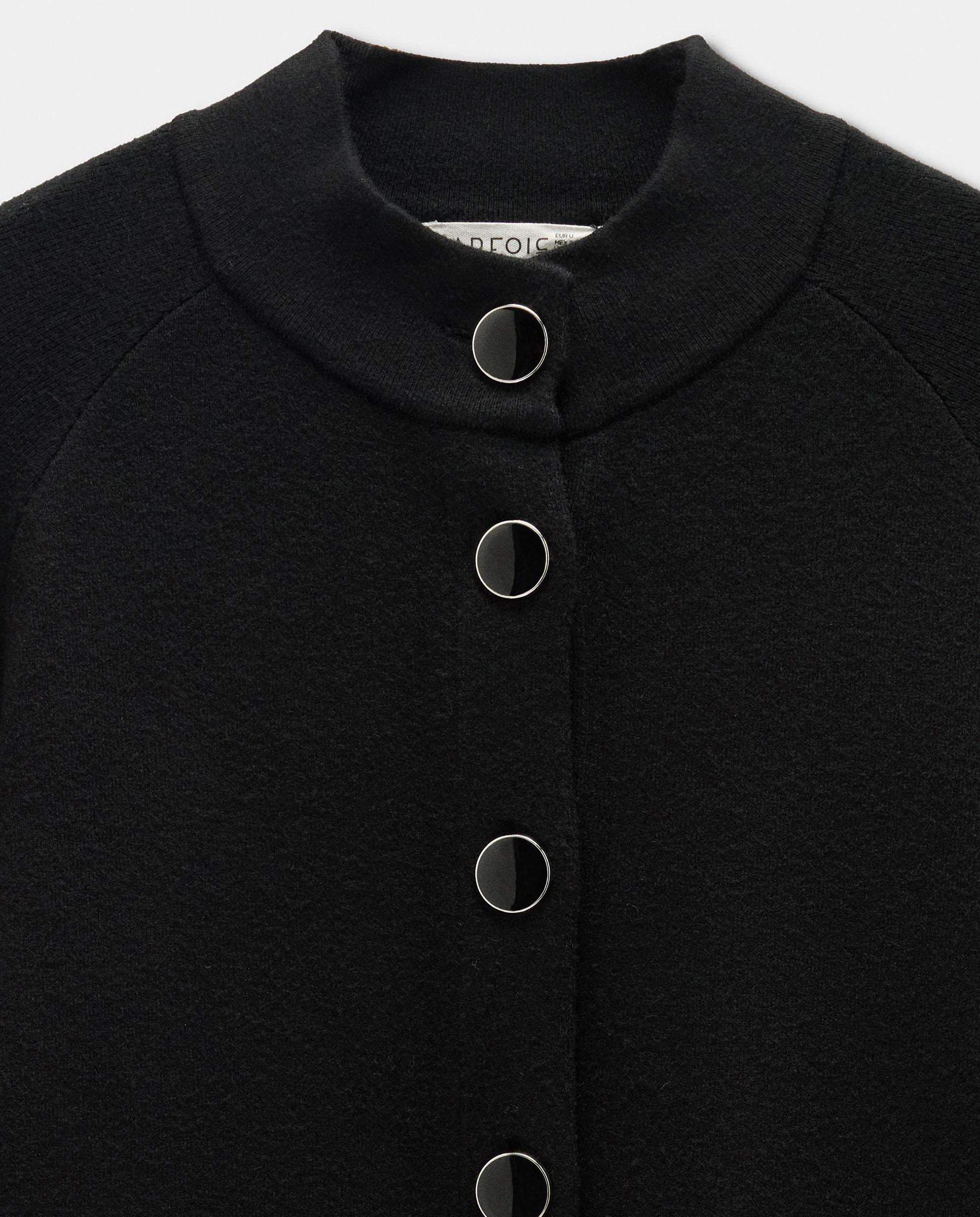 Poncho de mujer de punto con abertura de botones - Parfois - Negro Negro-5