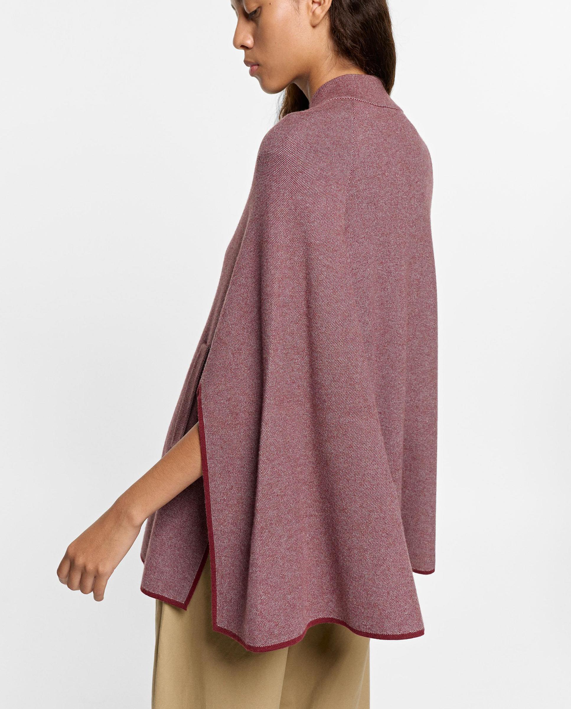 Poncho de mujer de punto con abertura de botones - Parfois - Burdeos Burdeos-4