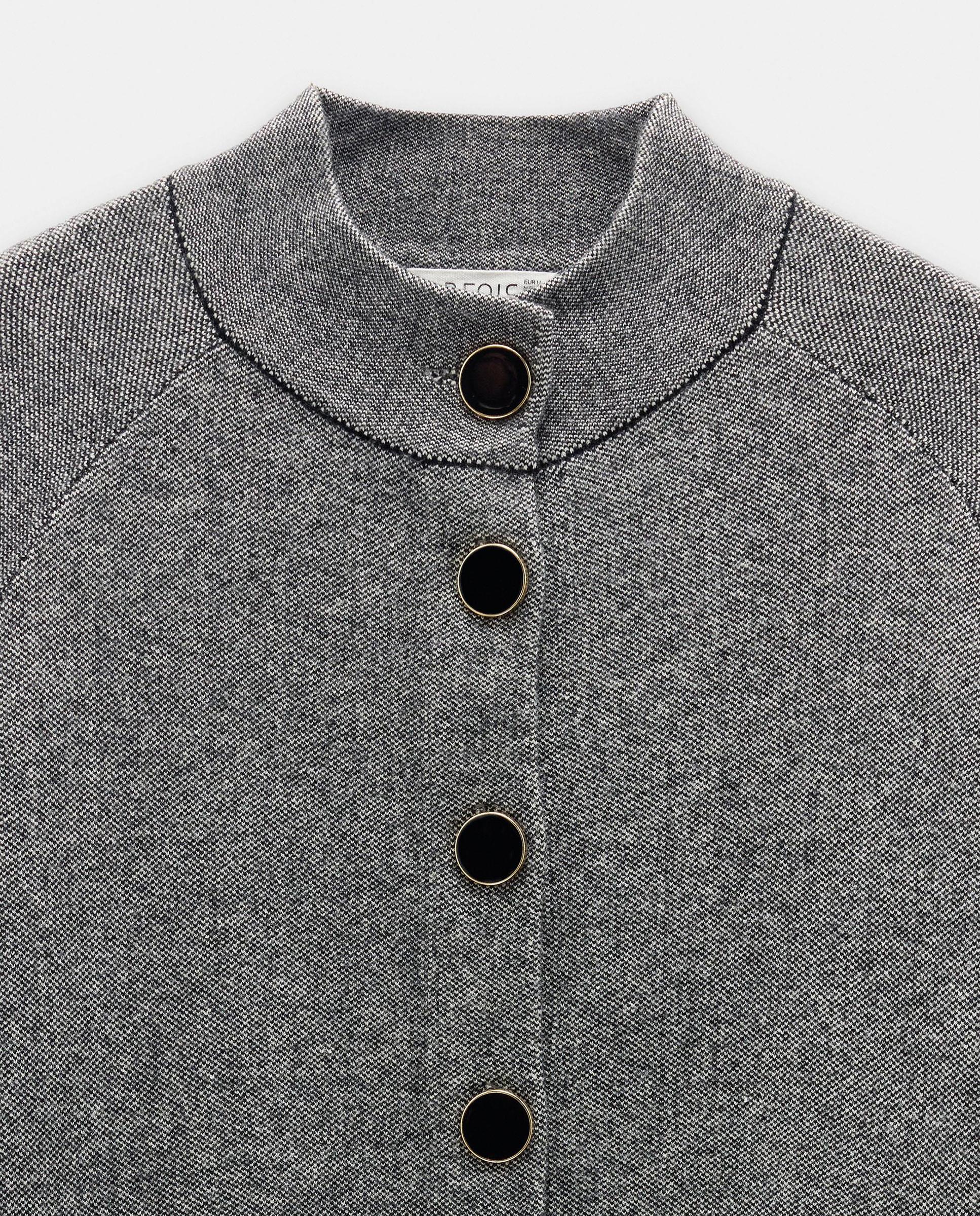 Poncho de mujer de punto con abertura de botones - Parfois - Gris Gris-5