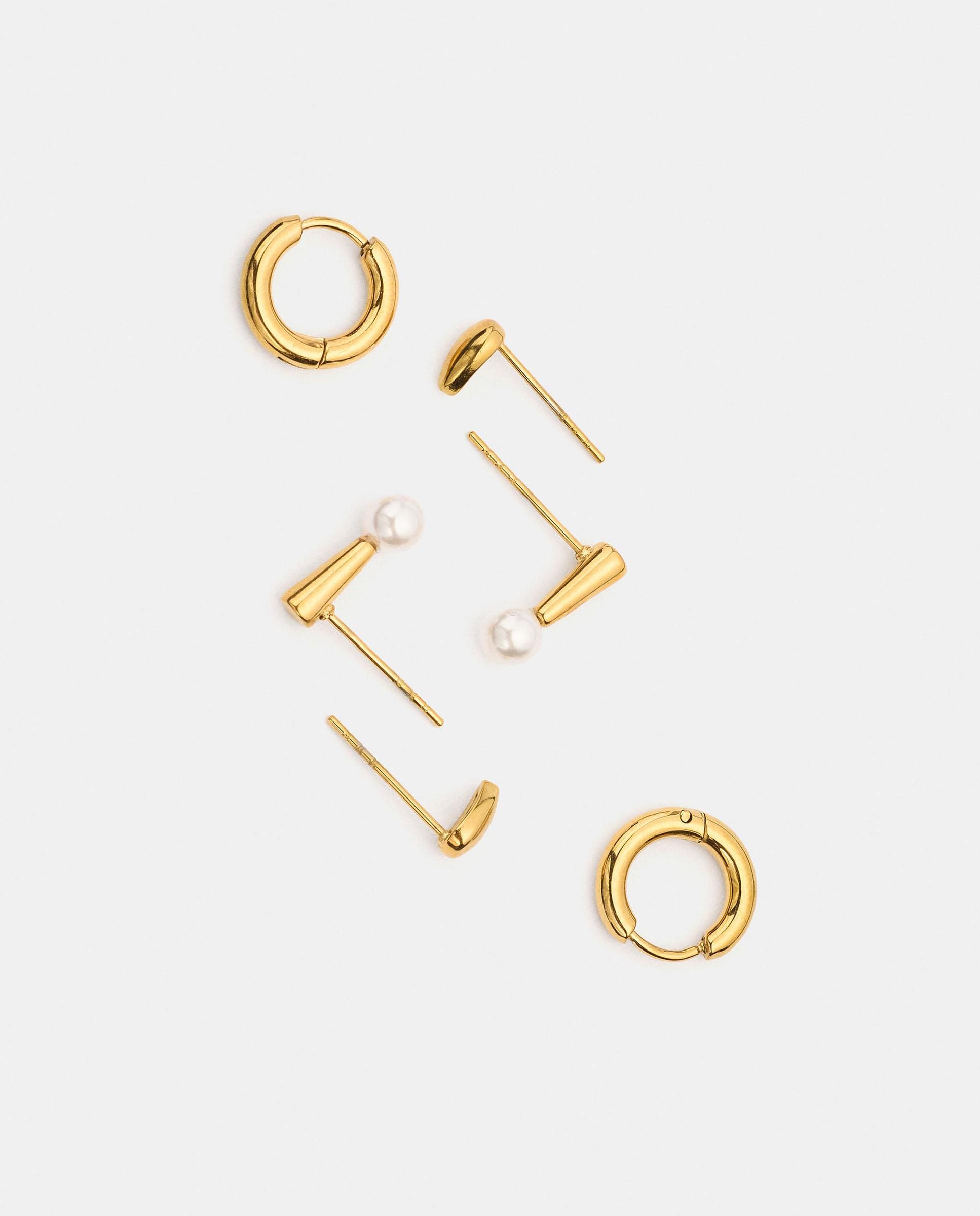 Pack de pendientes de acero inoxidable con perlas decorativas - Parfois - Dorado Dorado-2