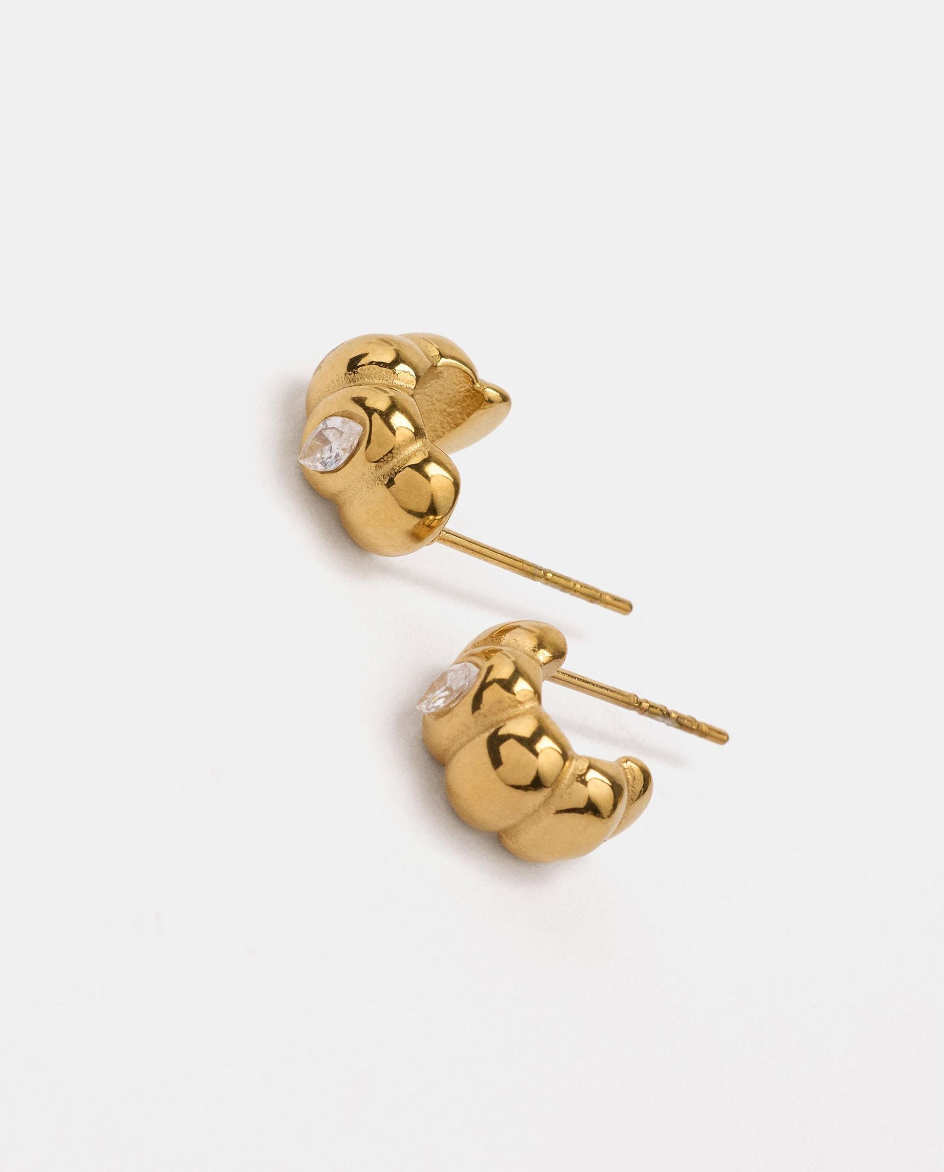 Pendientes de aro de acero inoxidable con circonitas - Parfois - Blanco Blanco-2