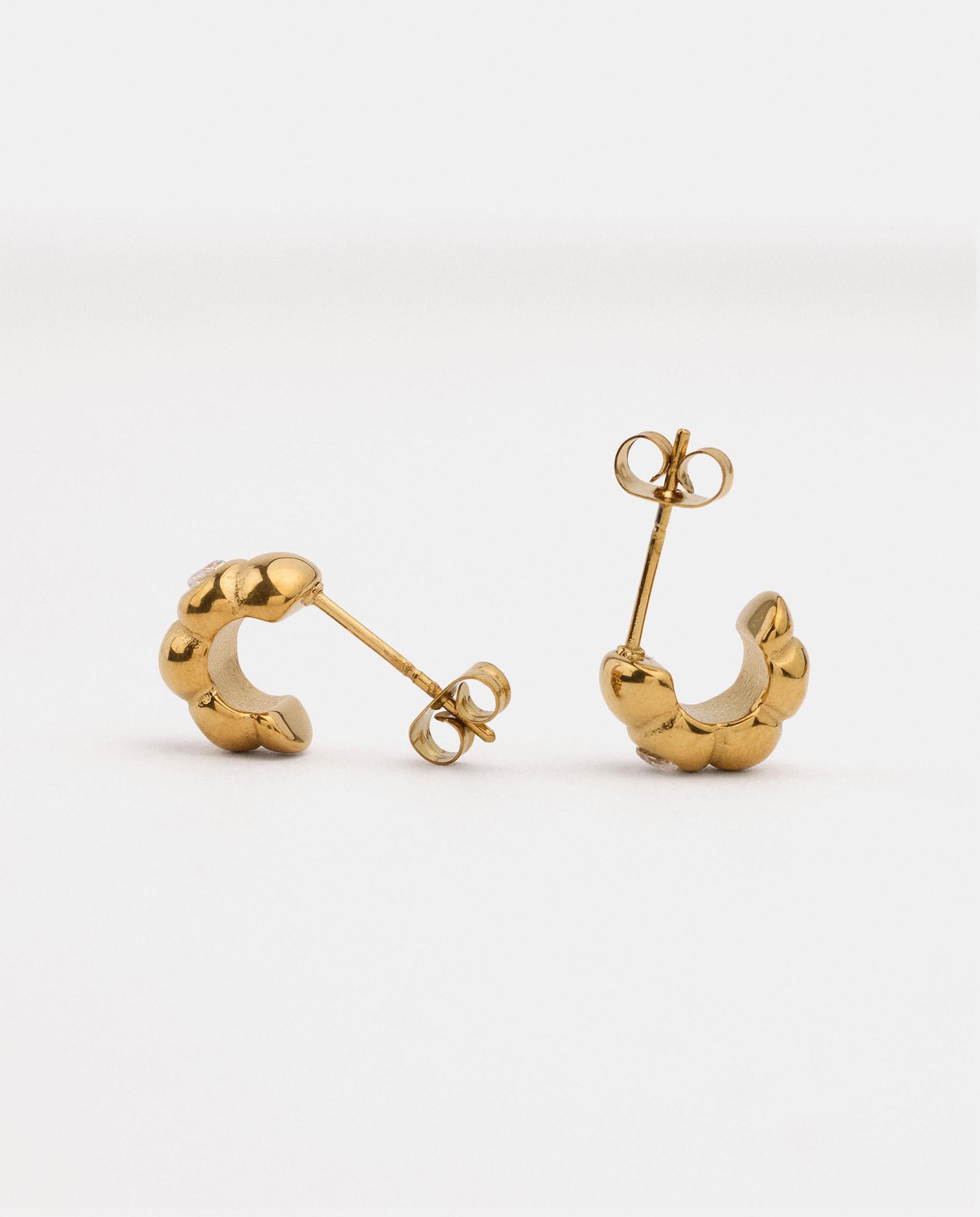 Pendientes de aro de acero inoxidable con circonitas - Parfois - Blanco Blanco-3