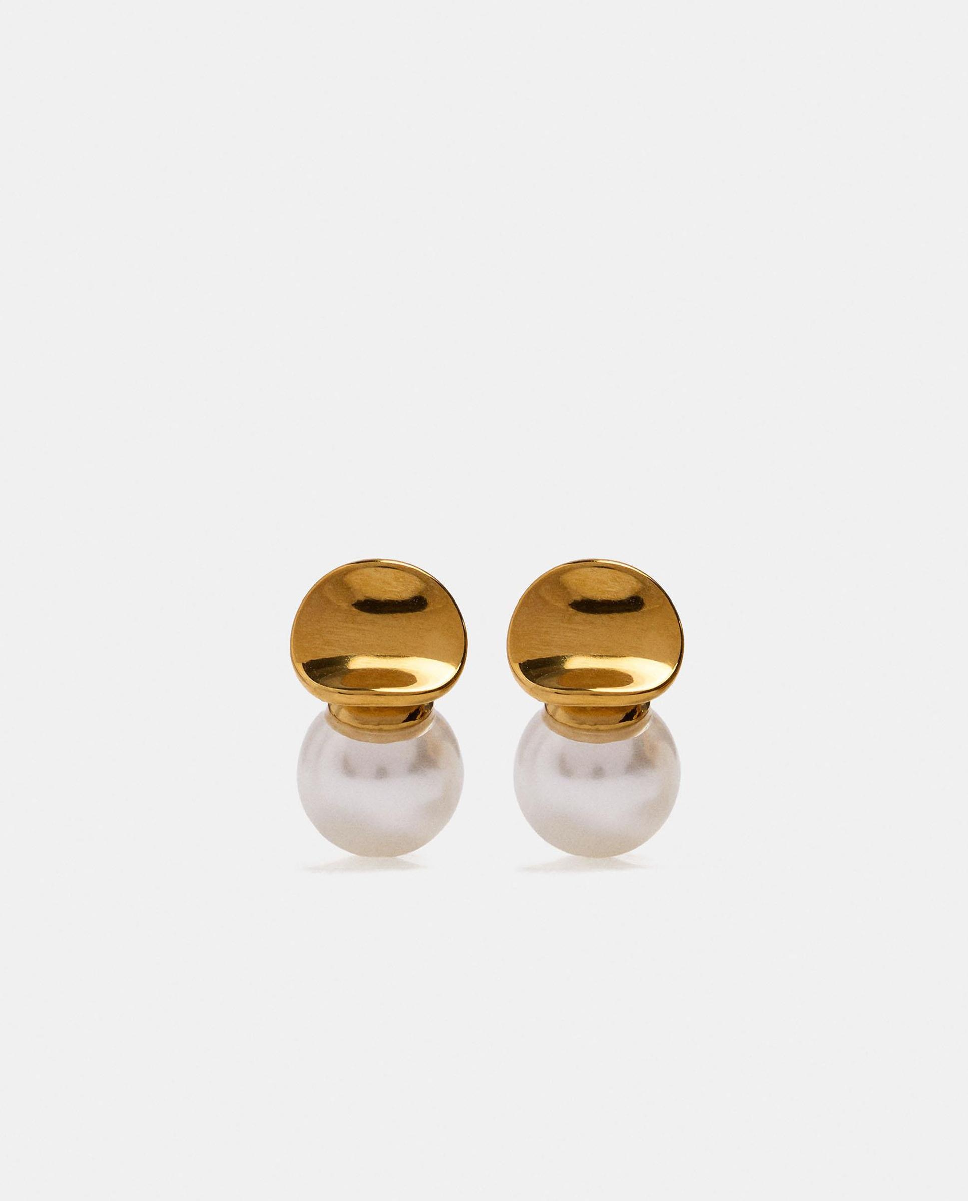 Imagen 0 de Pendientes redondos con perlas decorativas Blanco