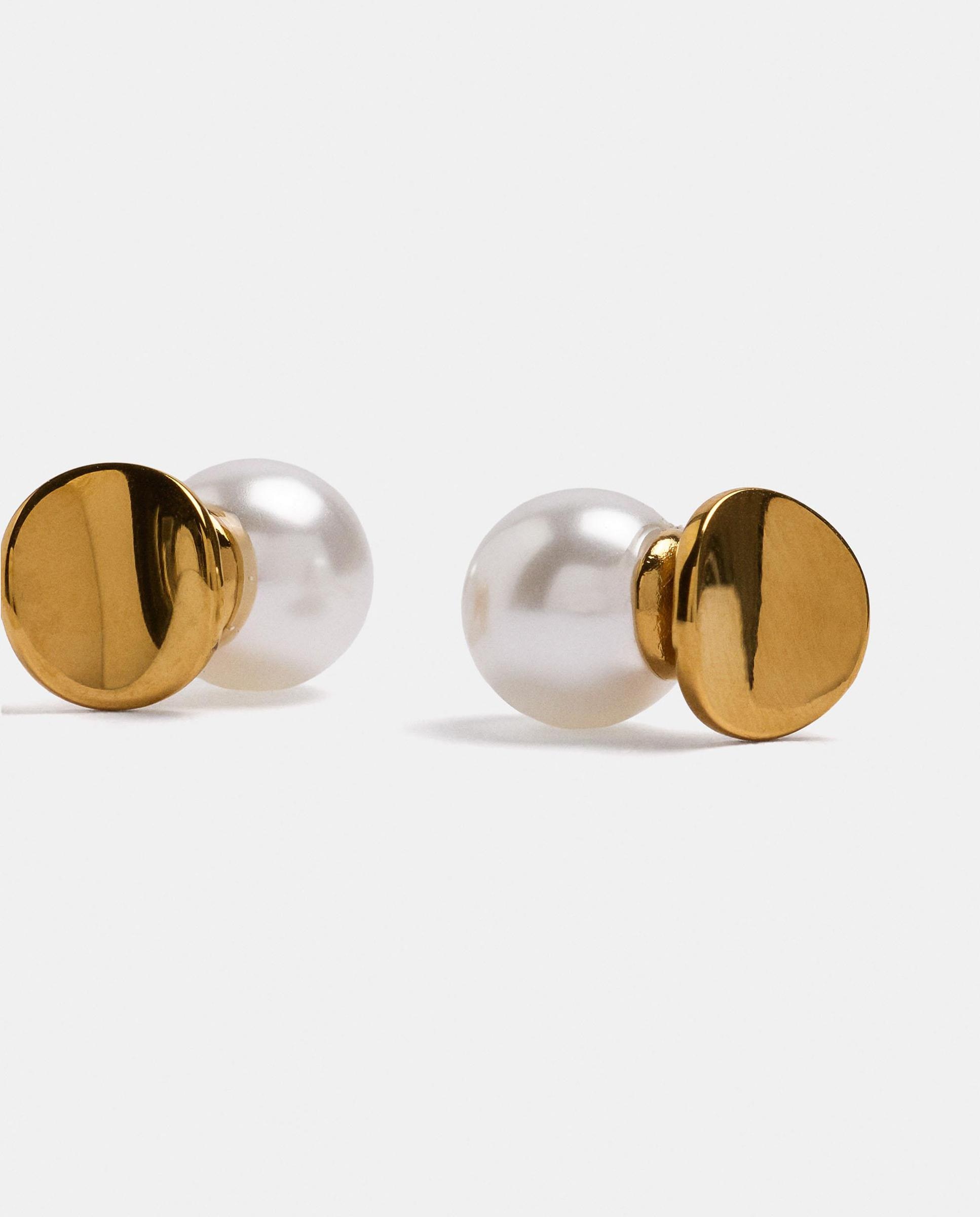 Pendientes redondos con perlas decorativas - Parfois - Blanco Blanco-2
