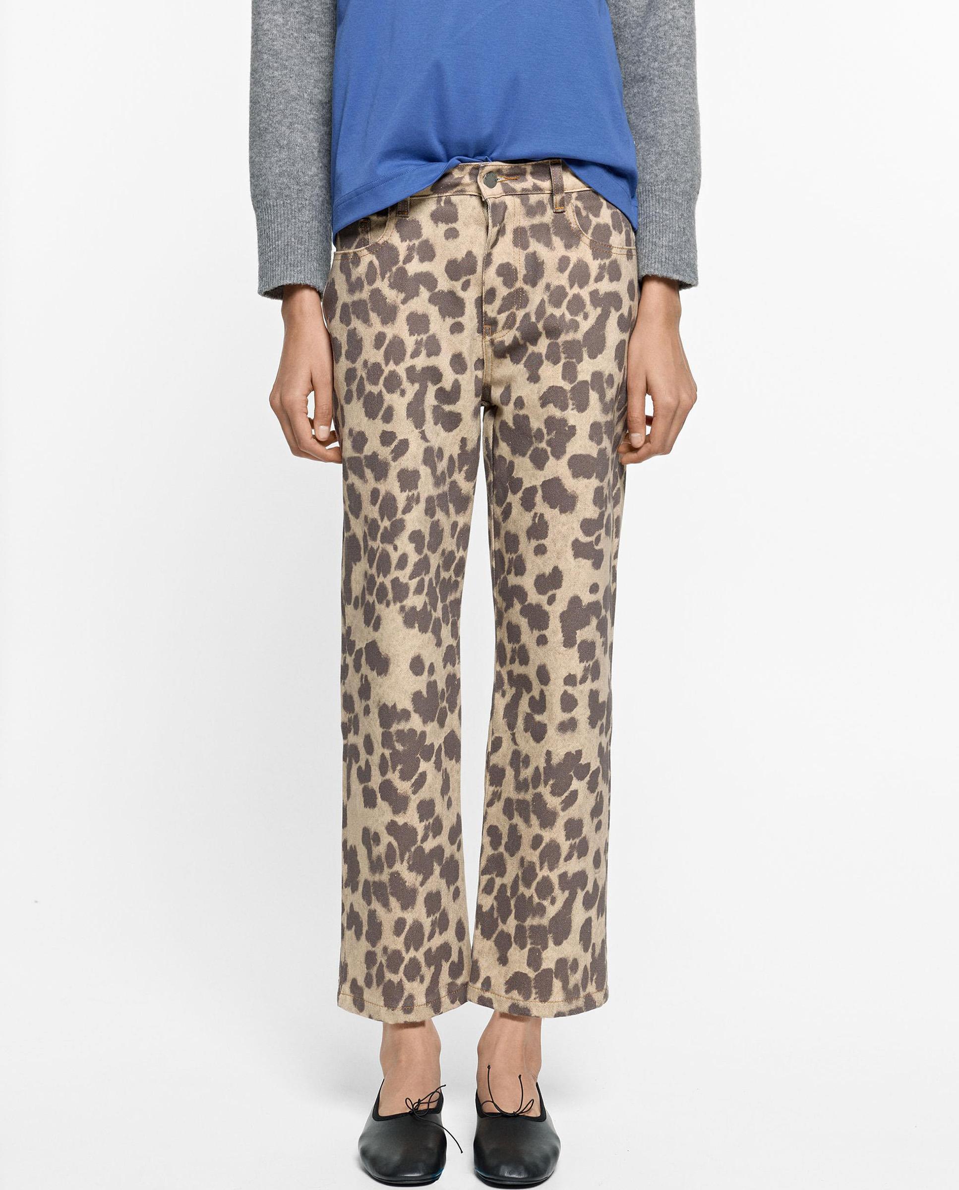 Vaqueros rectos de mujer con cierre de botón y estampado animal print - Parfois - Multicolor Multicolor-2