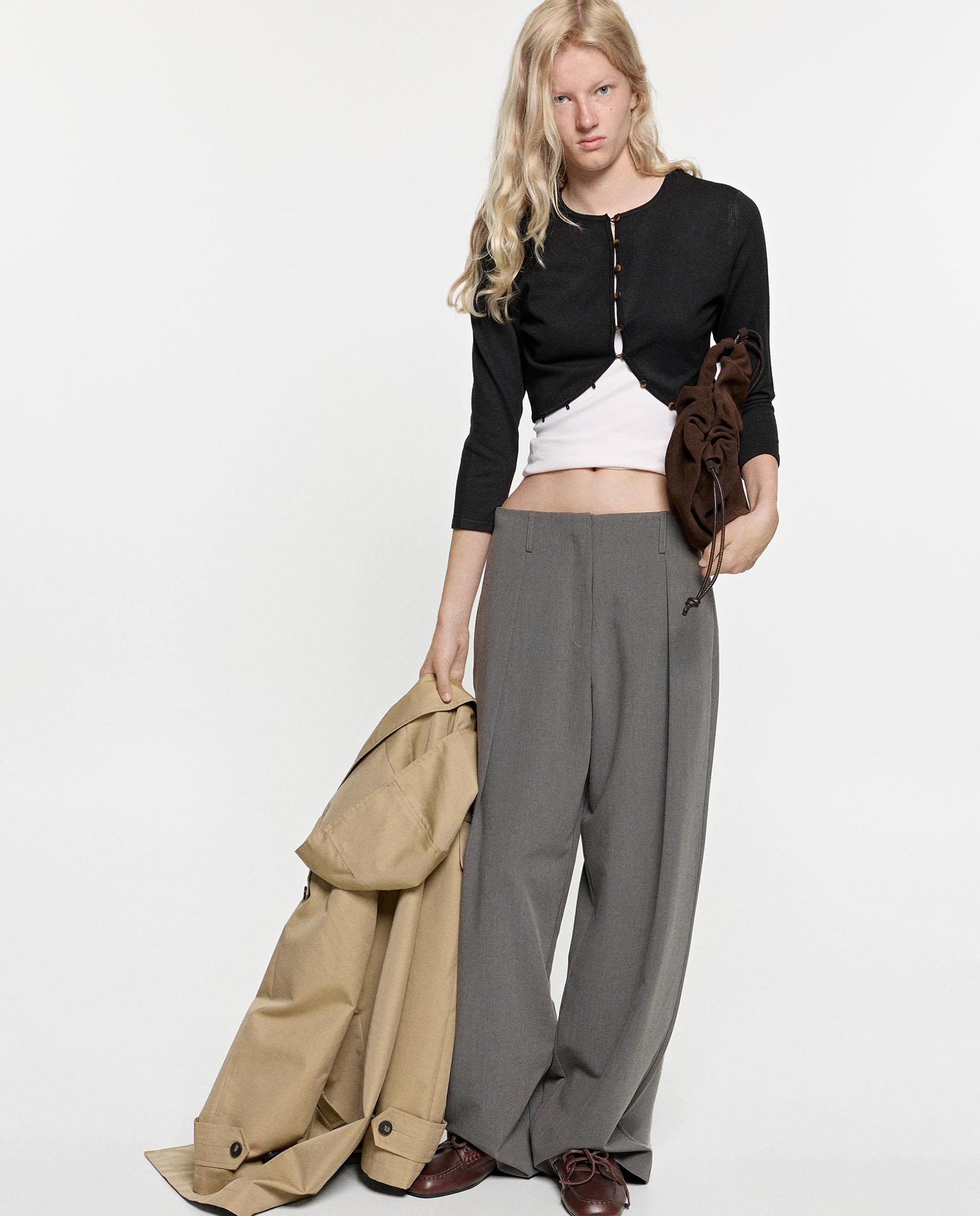 Pantalones rectos de mujer con cremallera oculta en liso - Parfois - Gris Gris-2