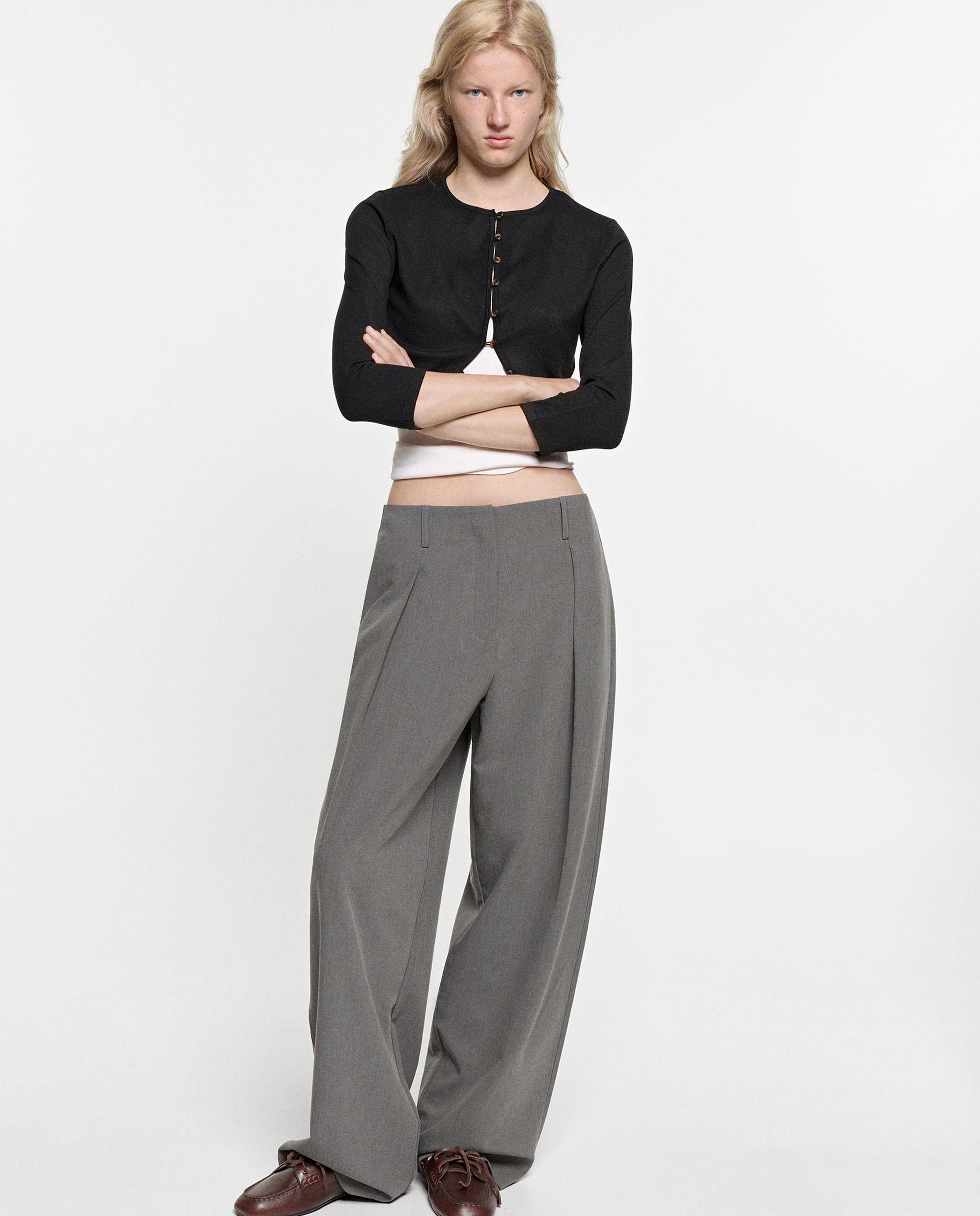 Pantalones rectos de mujer con cremallera oculta en liso - Parfois - Gris Gris-3