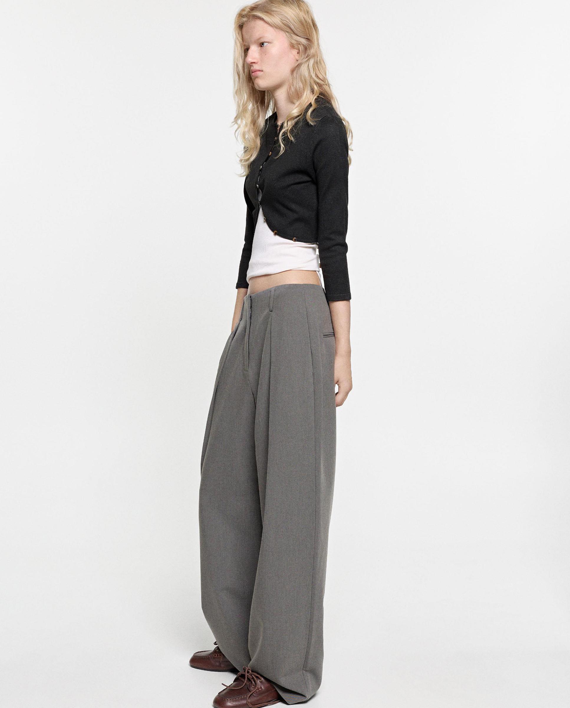 Pantalones rectos de mujer con cremallera oculta en liso - Parfois - Gris Gris-4