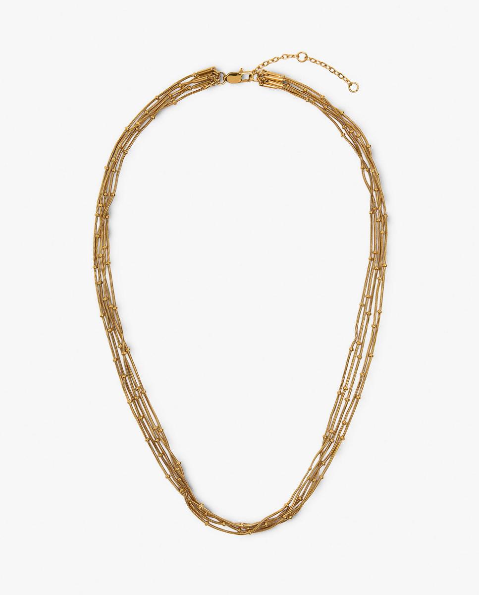 Imagen 0 de Collar de acero inoxidable doble con cuentas pequeñas decorativas Dorado