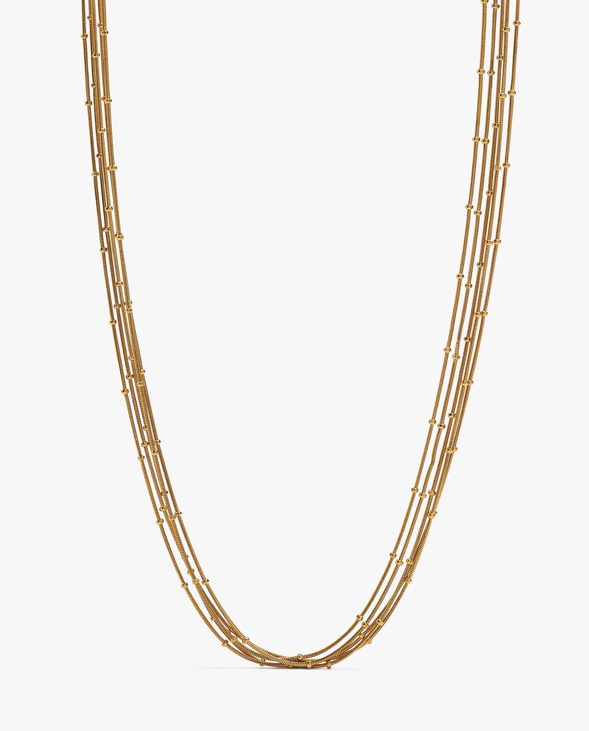 Collar de acero inoxidable doble con cuentas pequeñas decorativas - Parfois - Dorado Dorado-2