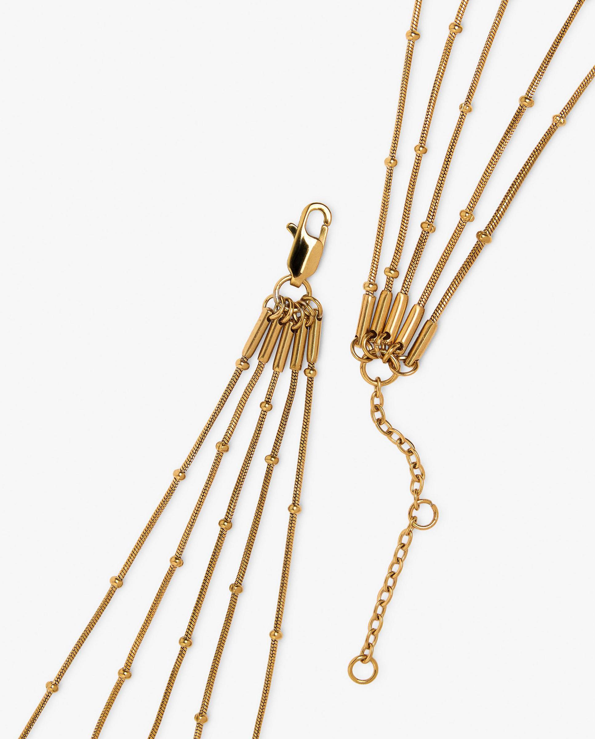 Collar de acero inoxidable doble con cuentas pequeñas decorativas - Parfois - Dorado Dorado-3