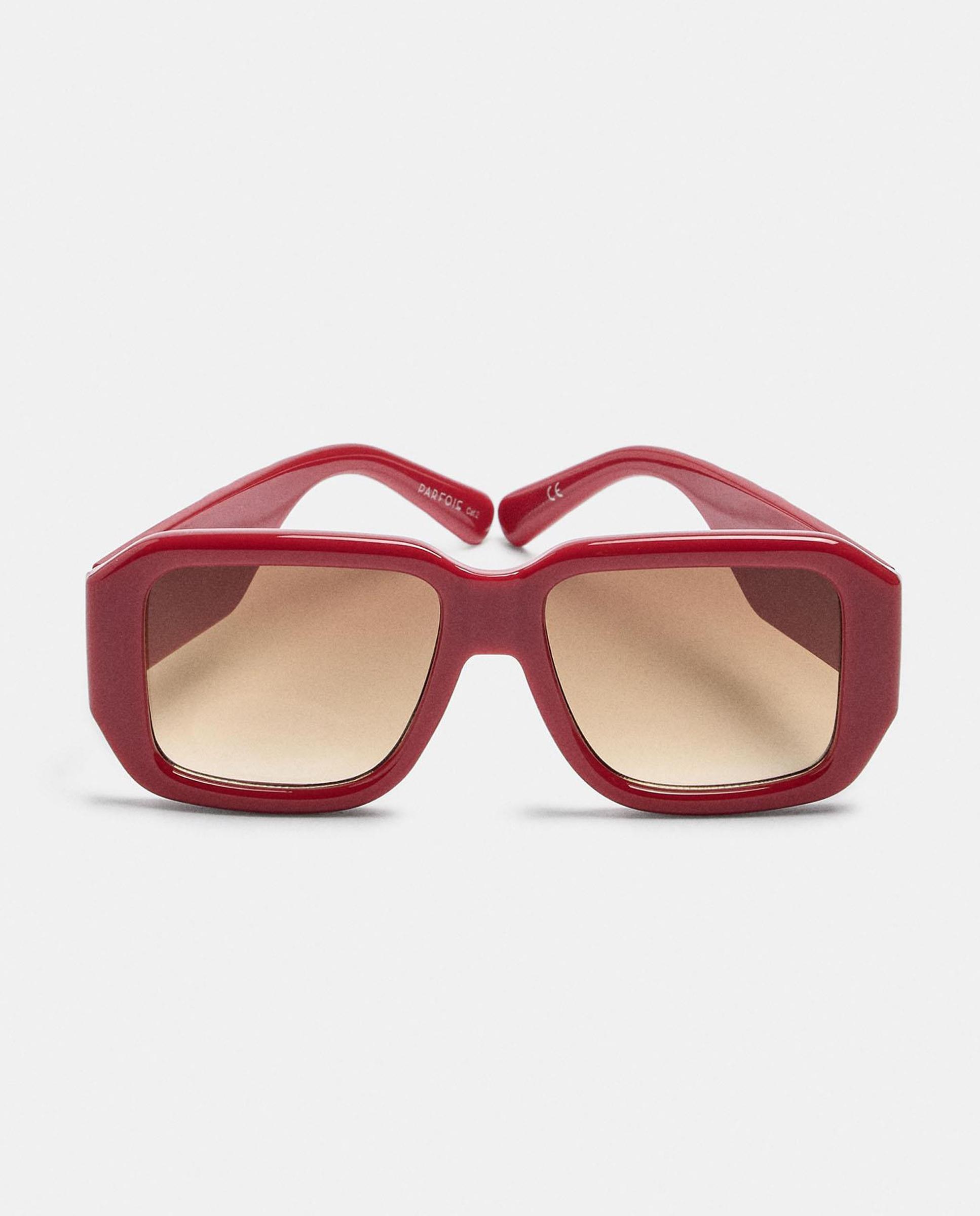 Gafas de sol de mujer con protección uv y forma rectangular en liso - Parfois - Rojo Rojo-1