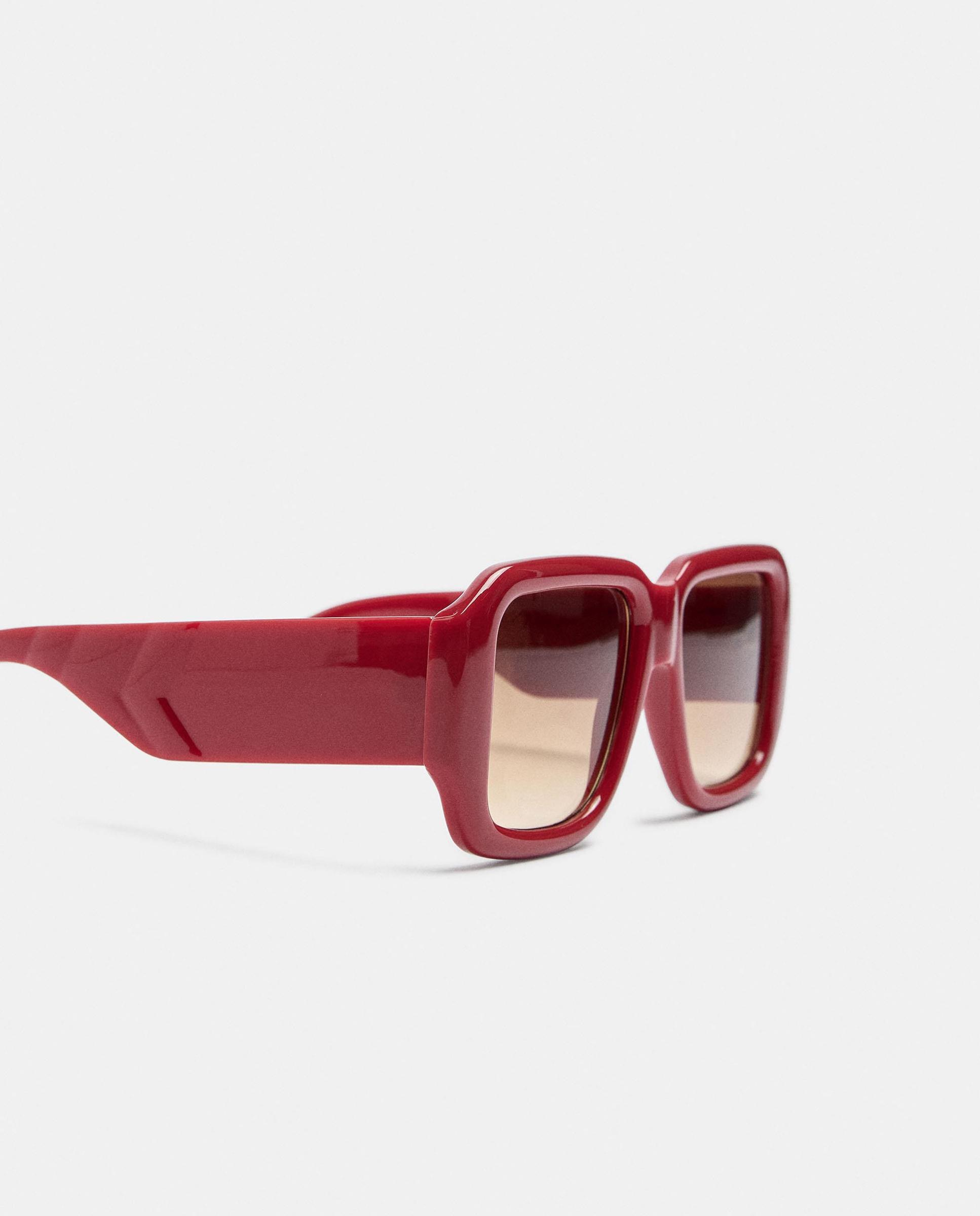 Gafas de sol de mujer con protección uv y forma rectangular en liso - Parfois - Rojo Rojo-3