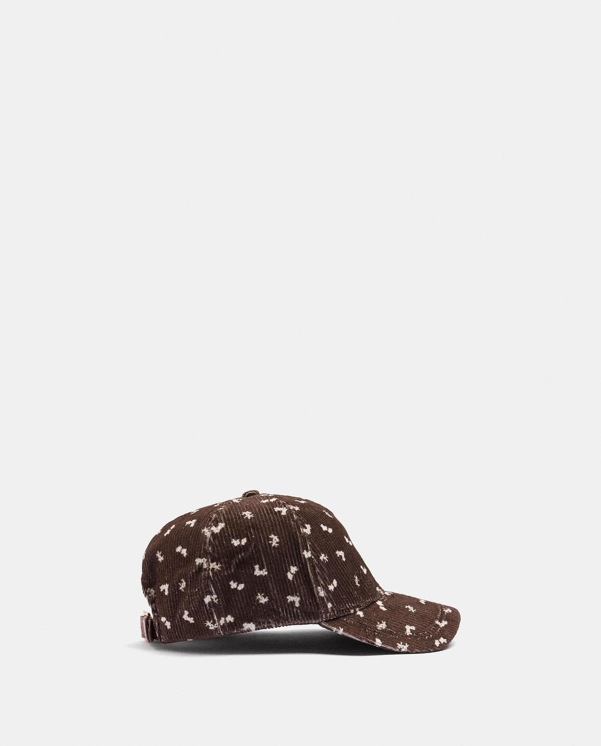 Imagen 1 de Gorra de mujer de pana con estampado floral Marrón oscuro