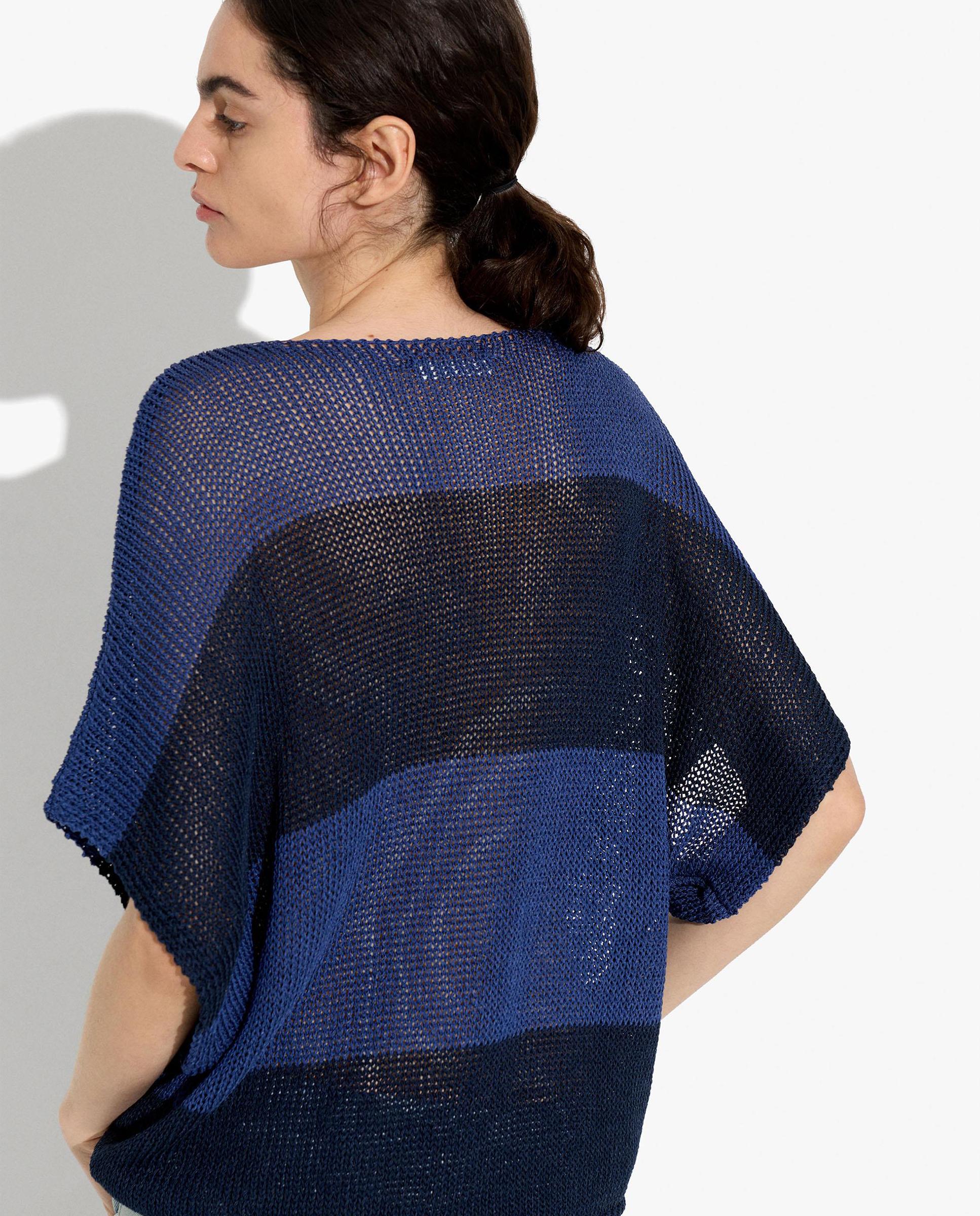 Jersey de mujer de punto con manga fluida y estampado de rayas - Parfois - Azul marino Azul marino-4