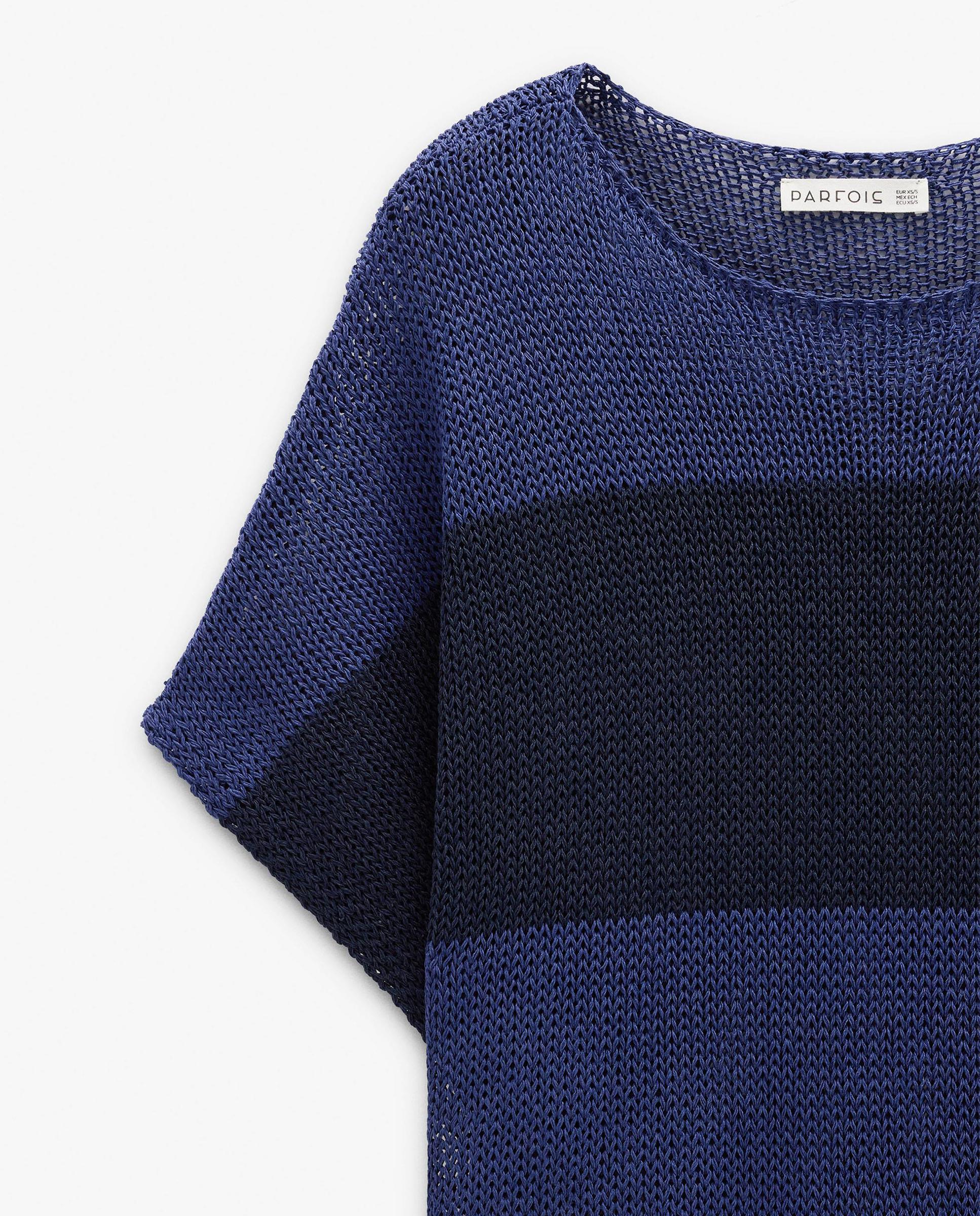 Jersey de mujer de punto con manga fluida y estampado de rayas - Parfois - Azul marino Azul marino-5