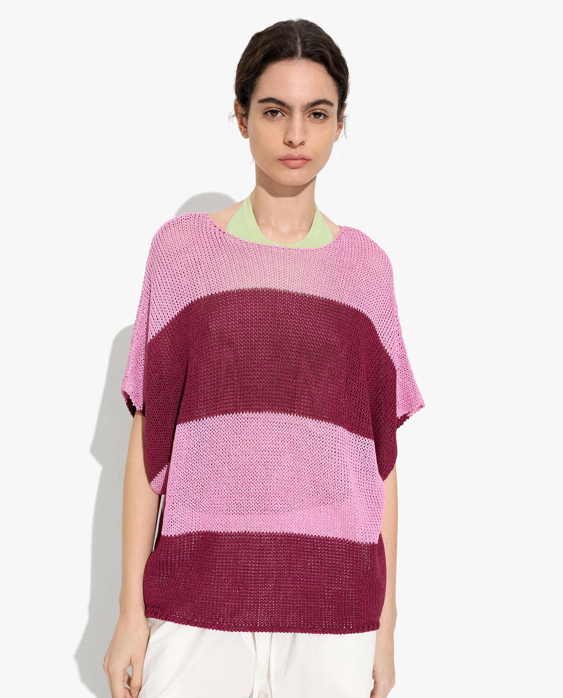 Jersey de mujer de punto con manga fluida y estampado de rayas - Parfois - Rosa Rosa-1
