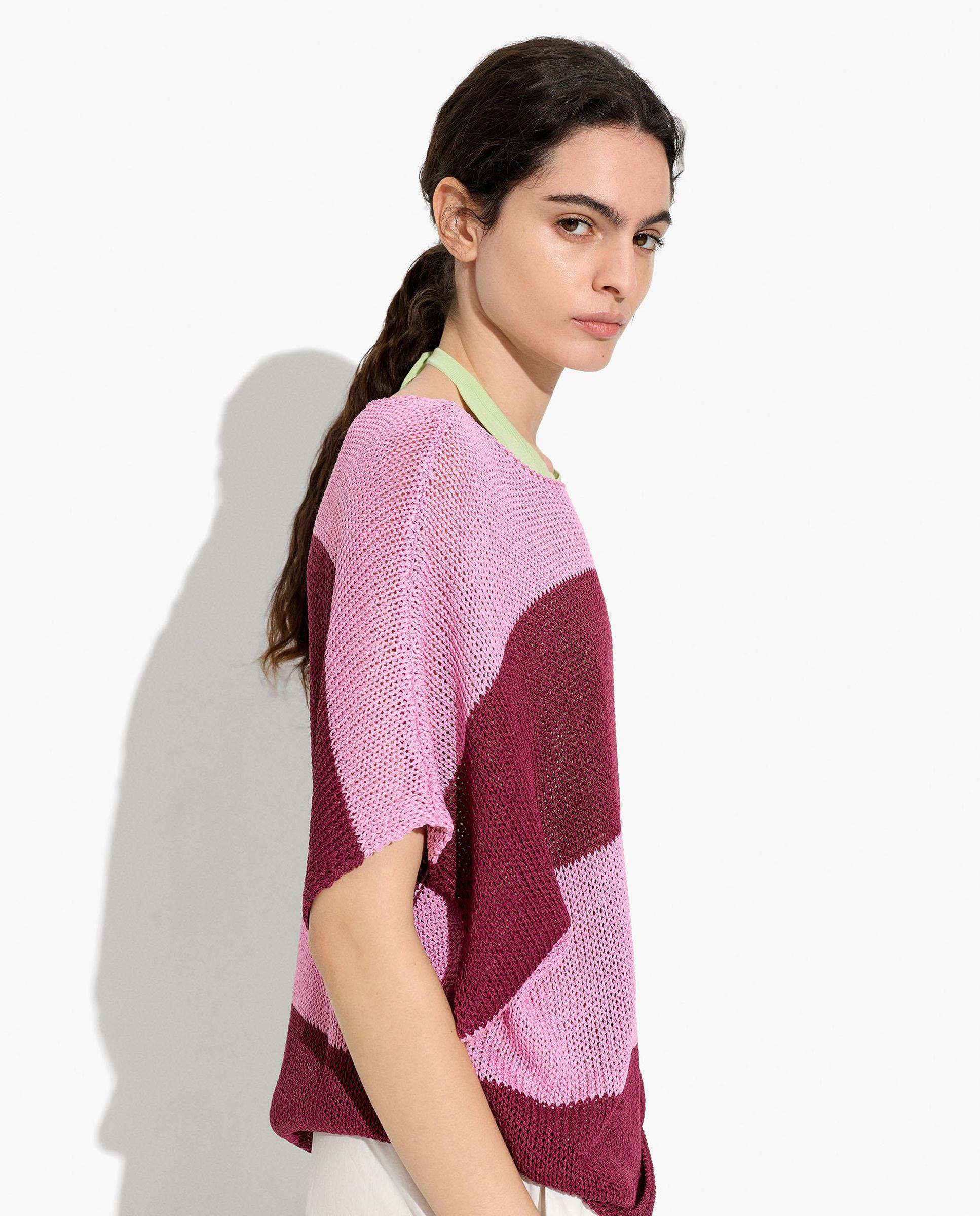 Jersey de mujer de punto con manga fluida y estampado de rayas - Parfois - Rosa Rosa-3
